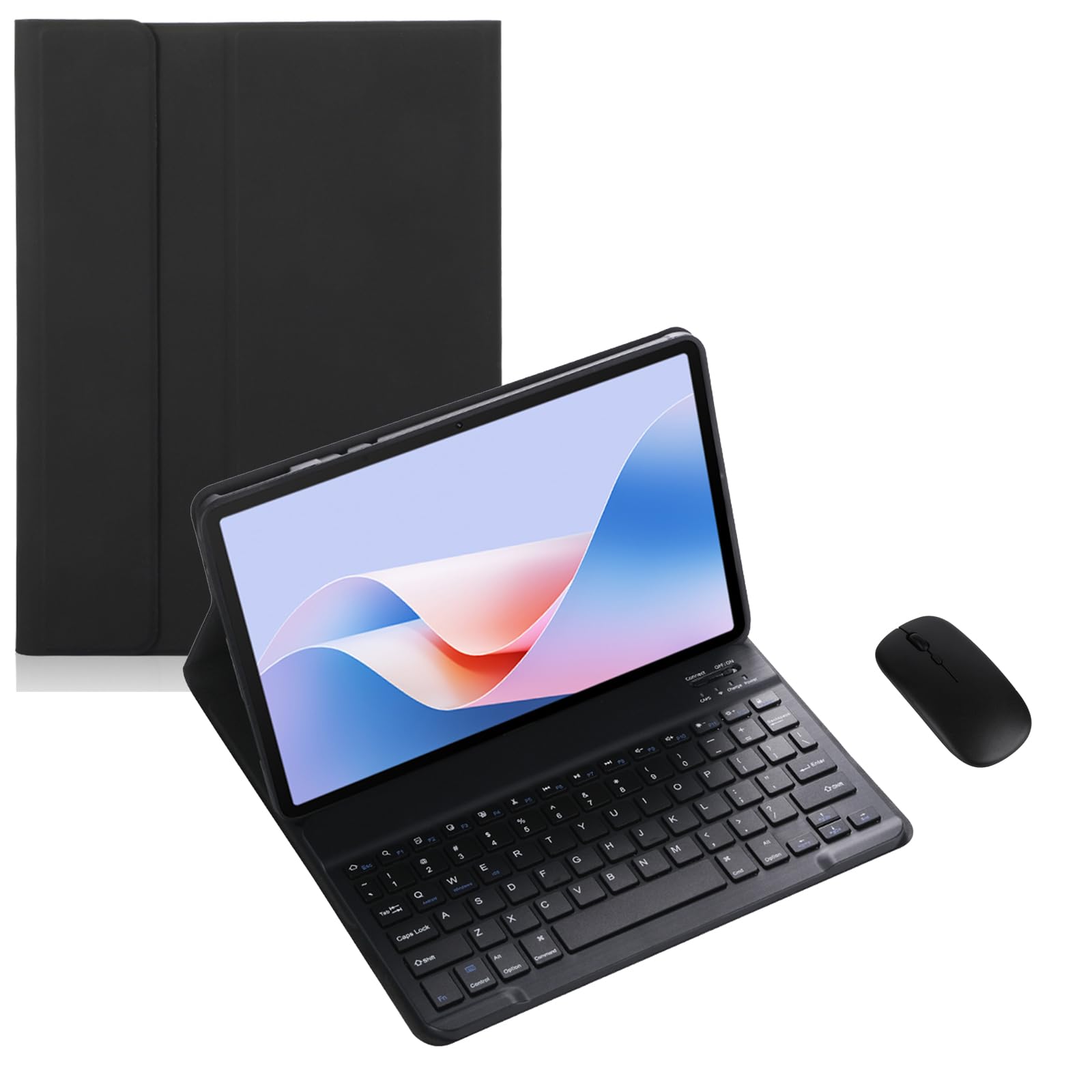 Magnetic Detachable Wireless Keyboard & Mouse Combo with Leather Cover for Samsung Galaxy Tab S6 10.5-inch SM-T860 Tablet Full Wrapped Protection Keyboard Case (Black,Normal and Mouse)