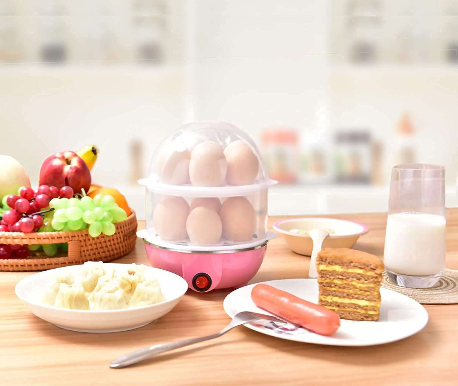 Dweezhet Multi-Function Electrical 2 Layer Egg Boiler/Egg Poacher/ 14 Egg Cooker/Electric Egg Boiler/Egg Steamer/Home Machine Egg Boiler with Egg Tray. 4