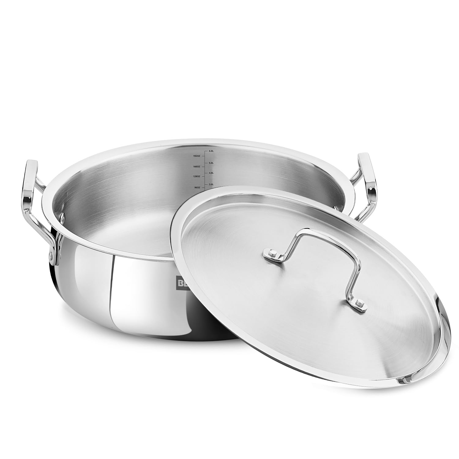 Bergner BE Essentials TriPly Stainless Steel 28 cm Biryani Handi with Lid, 6.4 L Biryani Pot, Patila Handi, Even Heat Distribution, Non-Toxic, Healthy, Less Oil Use - Induction and Gas Stove Ready