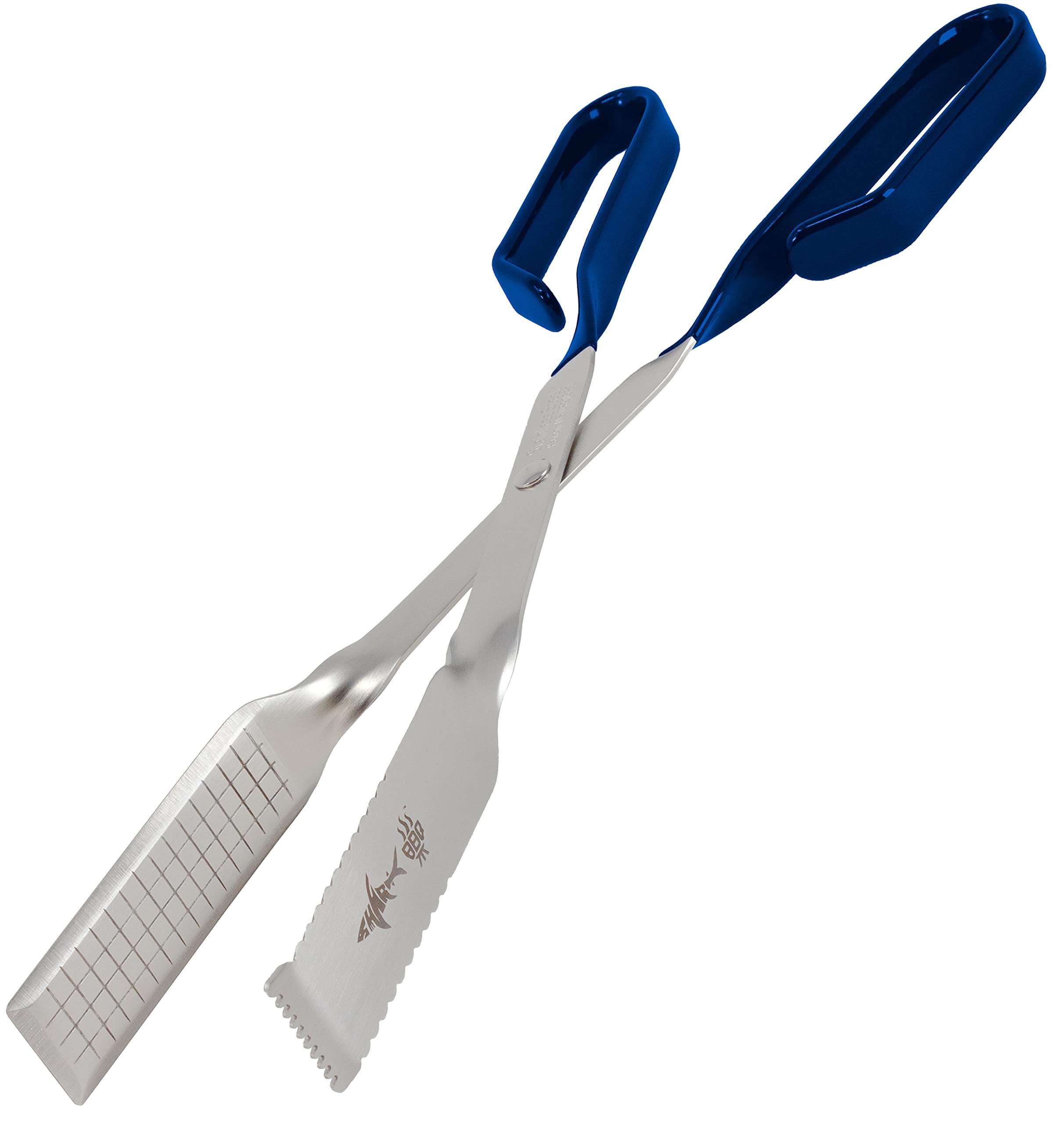 BBQ Tong Set (Two Pack) Combo,13 & 17 In Shark BBQ Grill Tongs and Meat Turners for Barbecue Grilling on Gas & Charcoal Grills - (Two Blue) 4