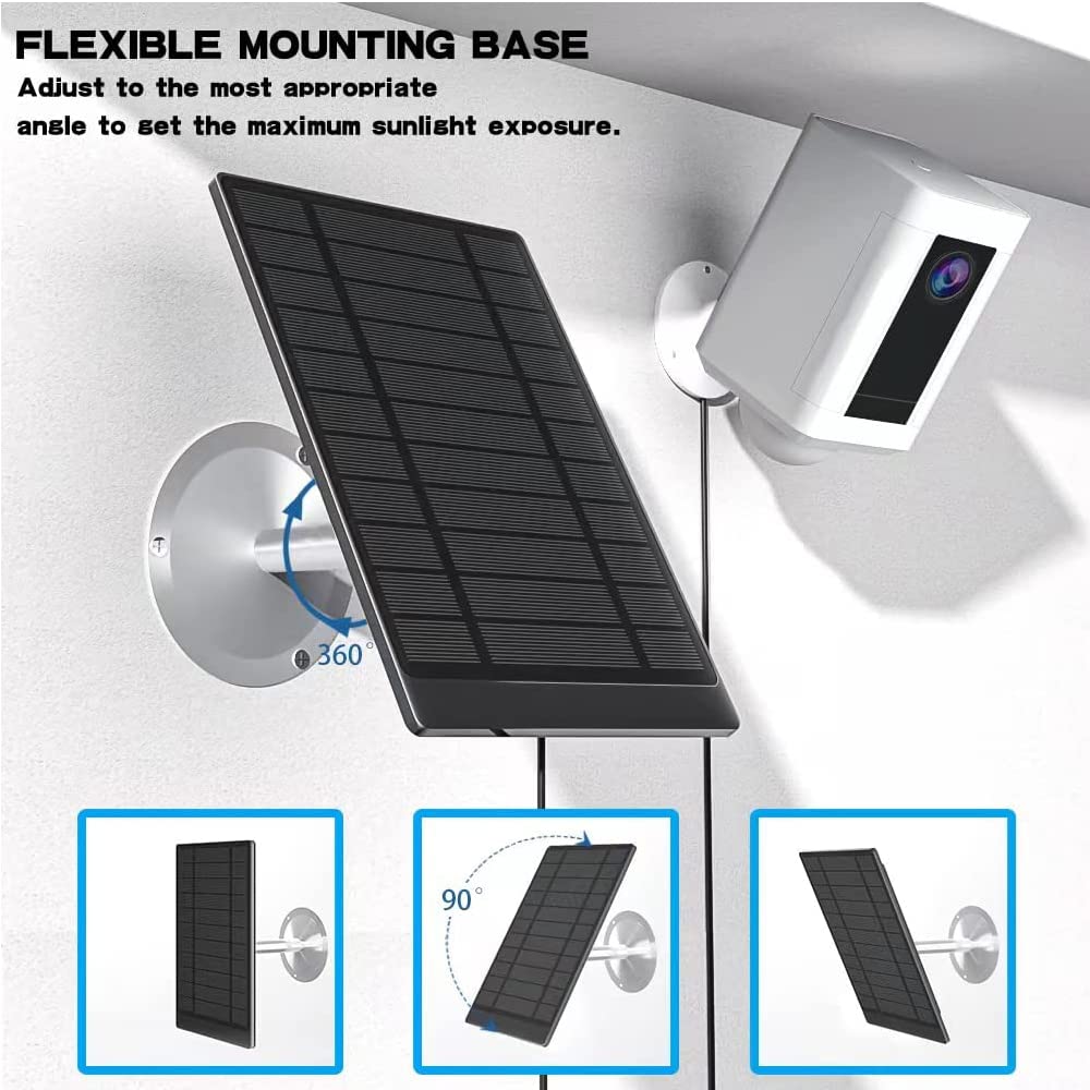 Solar Panel for Wireless Security Camera, Waterproof Solar Panel Compatible for Nest, Ring Stick Up Cam Battery and Ring Spotlight Cam Battery 5V 4.5W（ 2PCS） 4