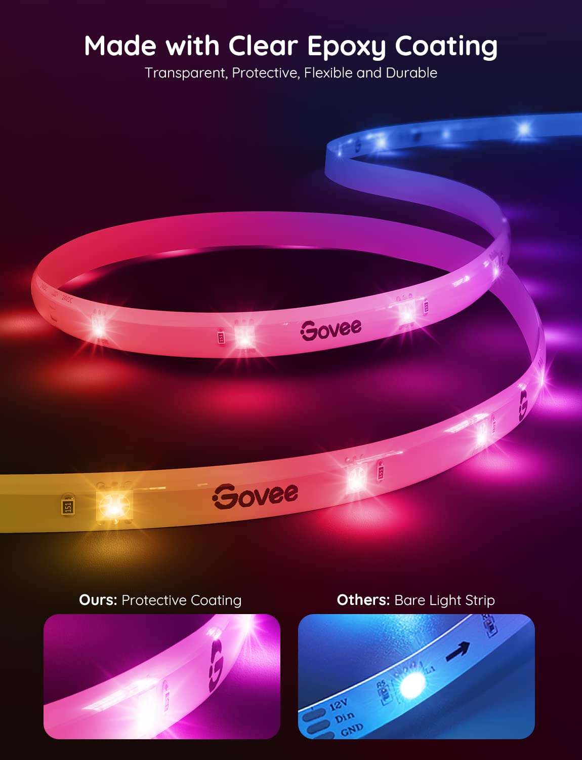 Govee RGBIC LED Strip Lights 16.4ft Bundle White LED Strip Lights 16.4ft 4