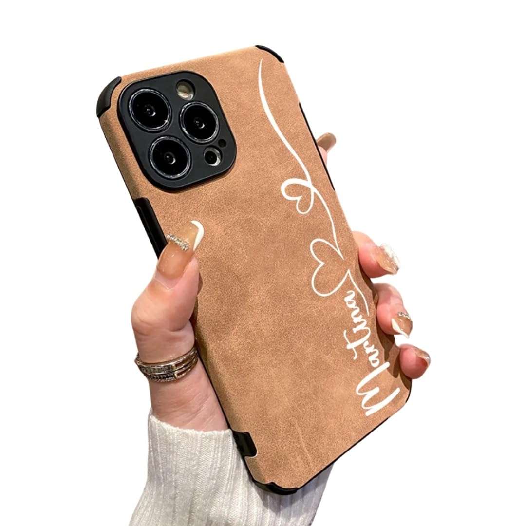 Custom Name Phone Case for iPhone 14 Pro Max - Beautiful Line With Heart Phone Case - Custom Leather Phone Case - Custom Name Case For iPhone 14,13,12,11 Pro Max,X,XS,XR,7,8 Plus - Shockproof Case. 1