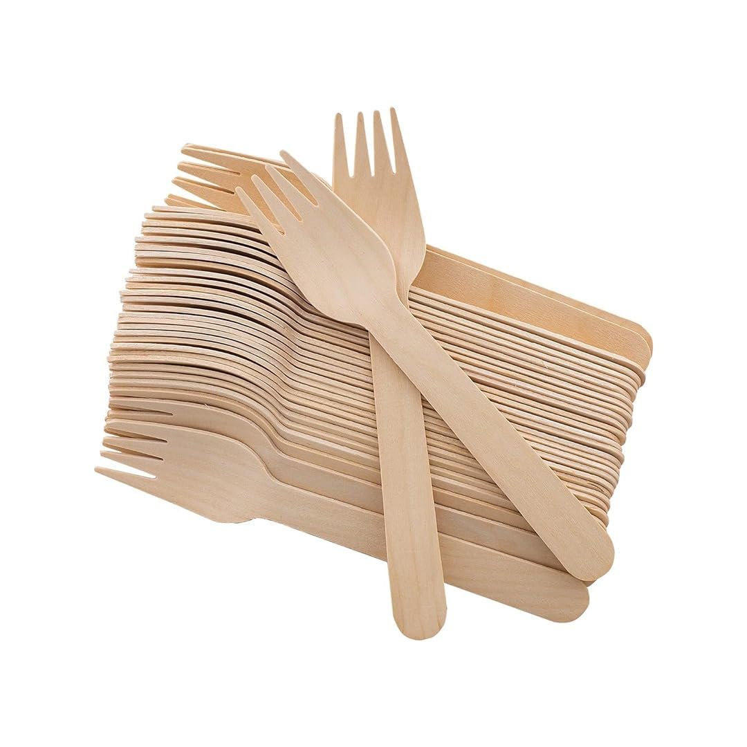 Ezee Wooden Disposable Dinner Fork 140 mm I Pack of 25 5