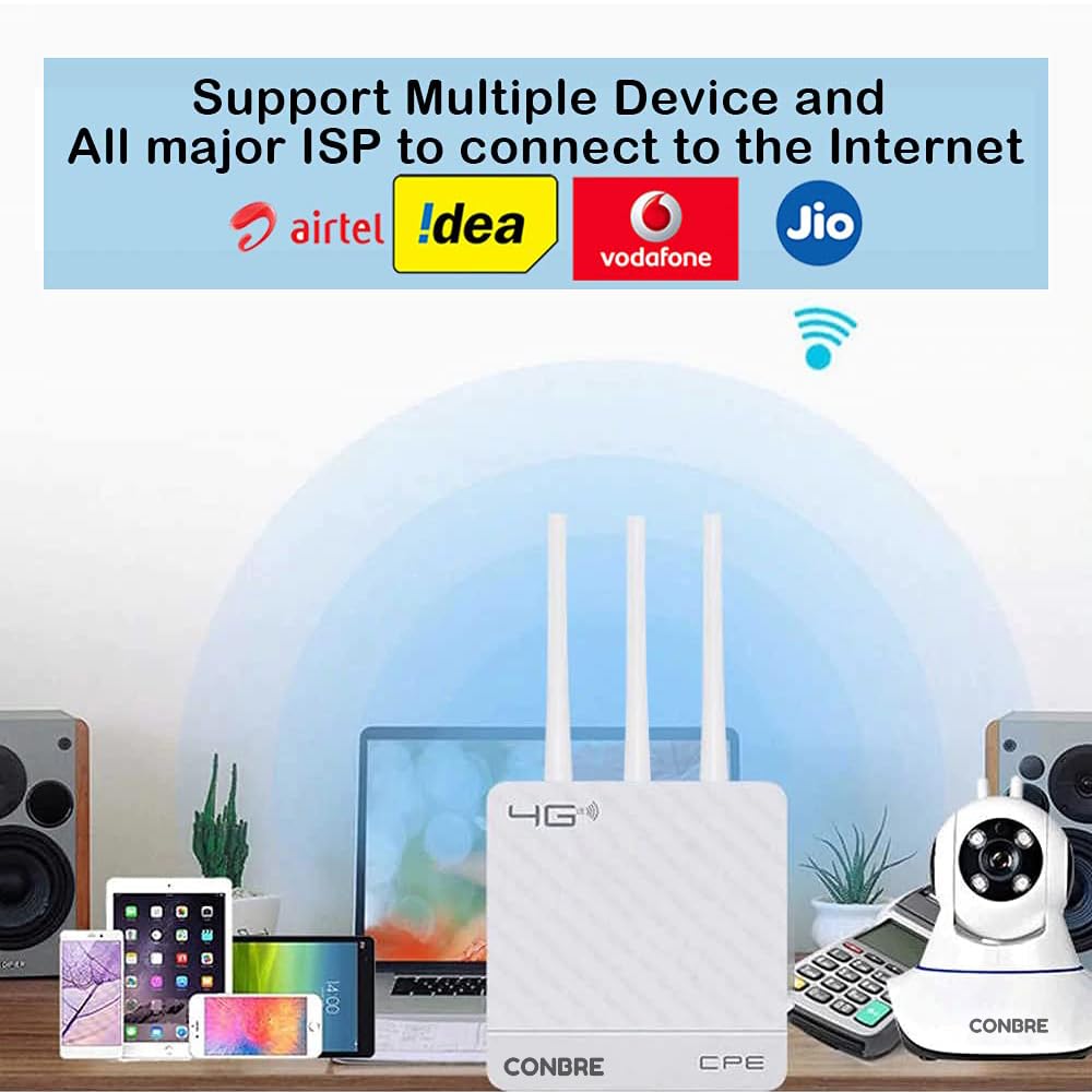 Conbre Cpe Mt-300H 5G&4G Mobile Sim Based Wi-Fi Router|No Configuration Required|With Micro Sim Card Slot|All 4G Sim Wifi Router,single_band,300 mbps 5