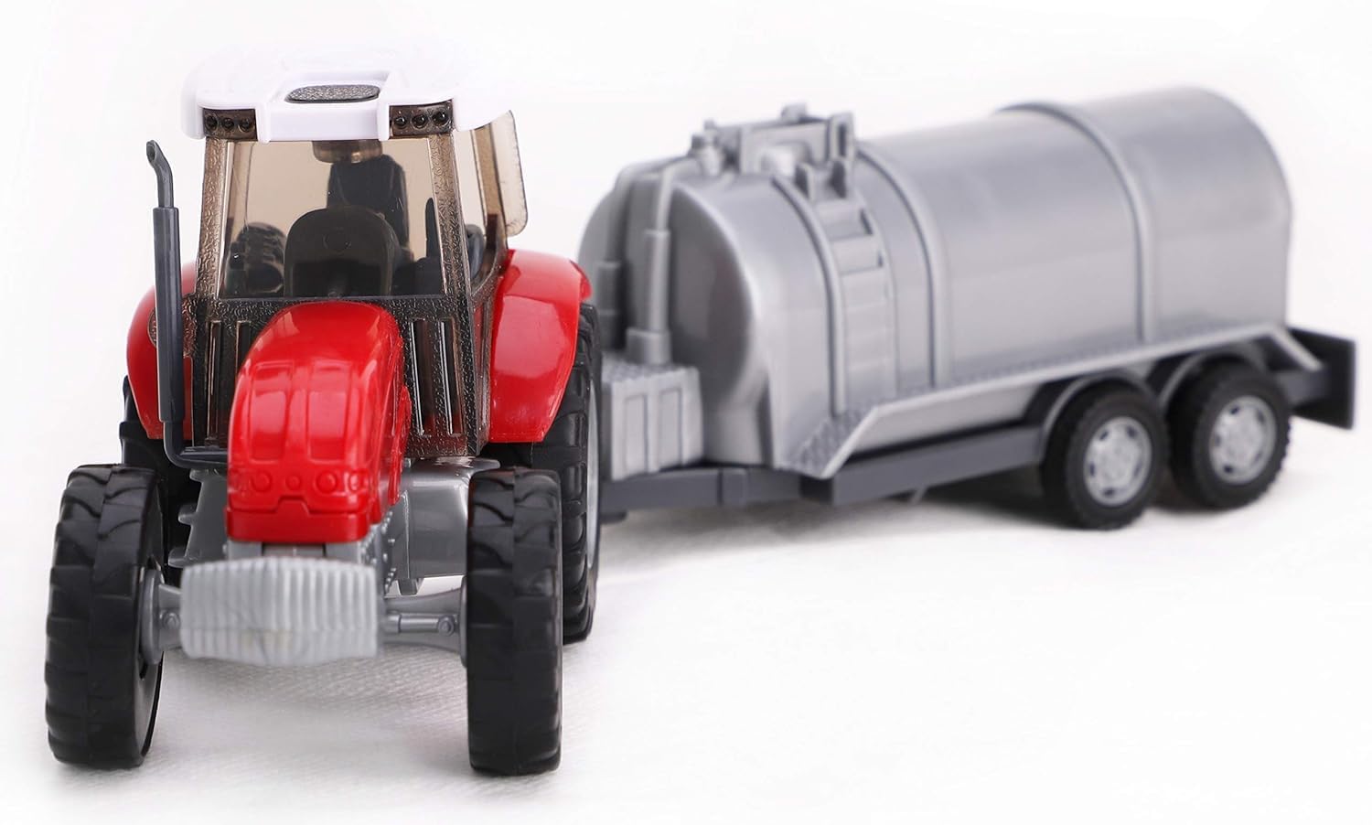 Toyland® 22.5cm Farm Tractor & Tanker/Trailer Set - Free Wheel Action - Boys Farm Toys (Red Tanker) 4