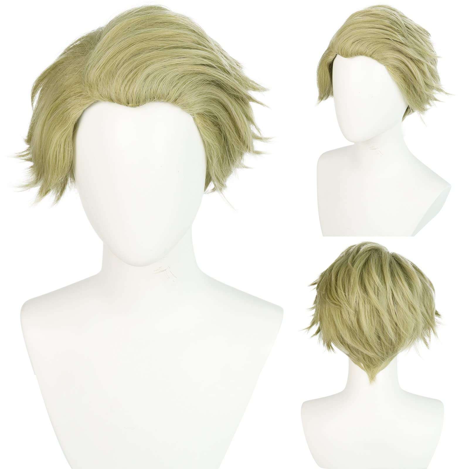 ANOGOL Wig Cap+ Multi-Color Wigs Short Straight Cosplay Wig White and Black Synthetic Wigs for Movie Costume Wig for Halloween Party 1