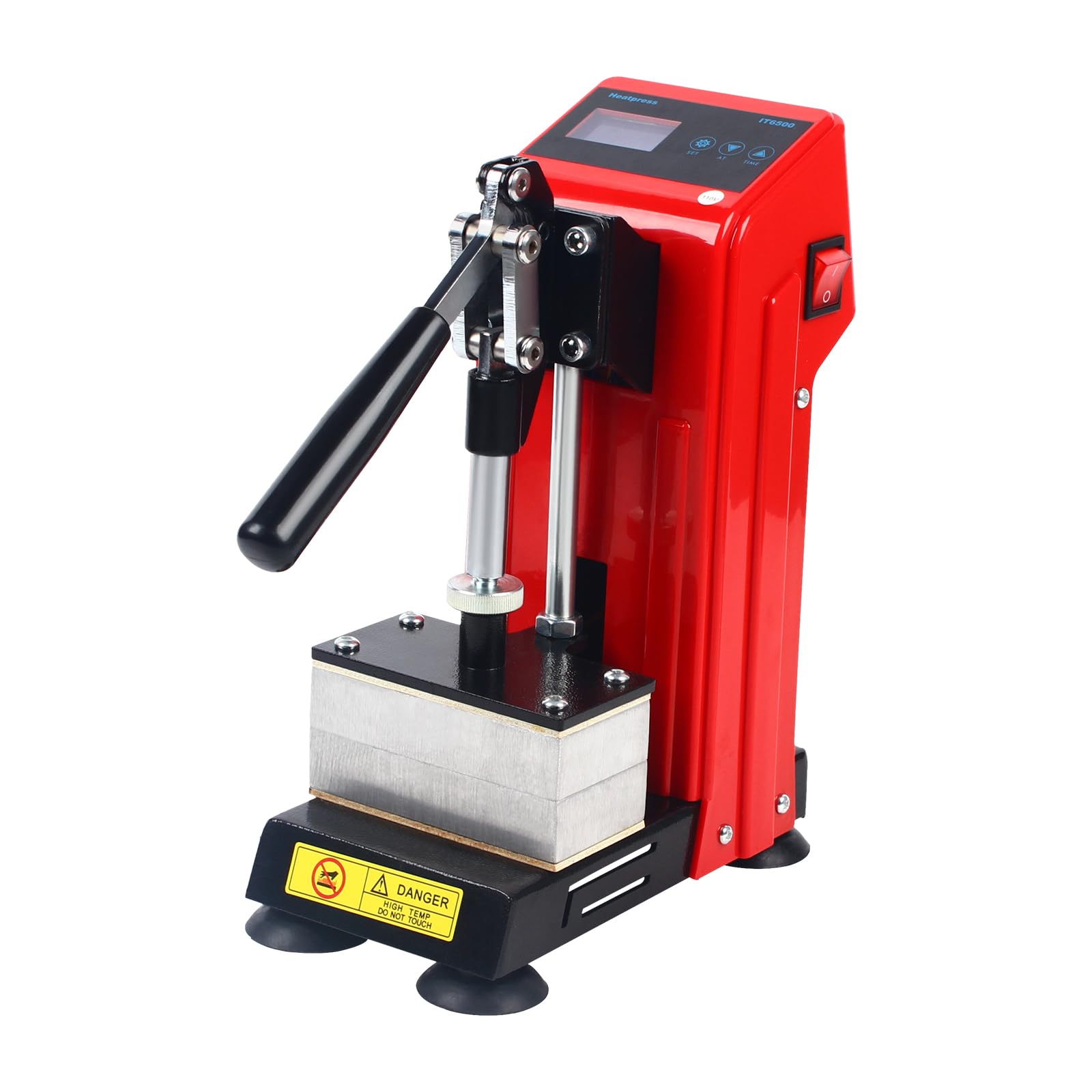 Manual Heat Press Machine,110V 400W Mini Dual Heated Plates Hot Press Stamping Machine with LCD Controller, 0~450℉ Portable Mini Manual Heat Presser for Leather T-Shirts Bags, Red 1