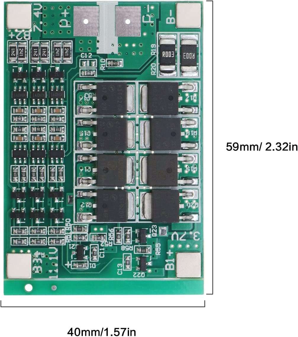Electrobot 3S 12.6V 40A Lithium Battery Protection Board BMS for 18650 Battery Pack 11.1V 12.6V with Overcharge, Overdischarge, Overcurrent and Short Circuit Protection (Pack of 2 Units) 6