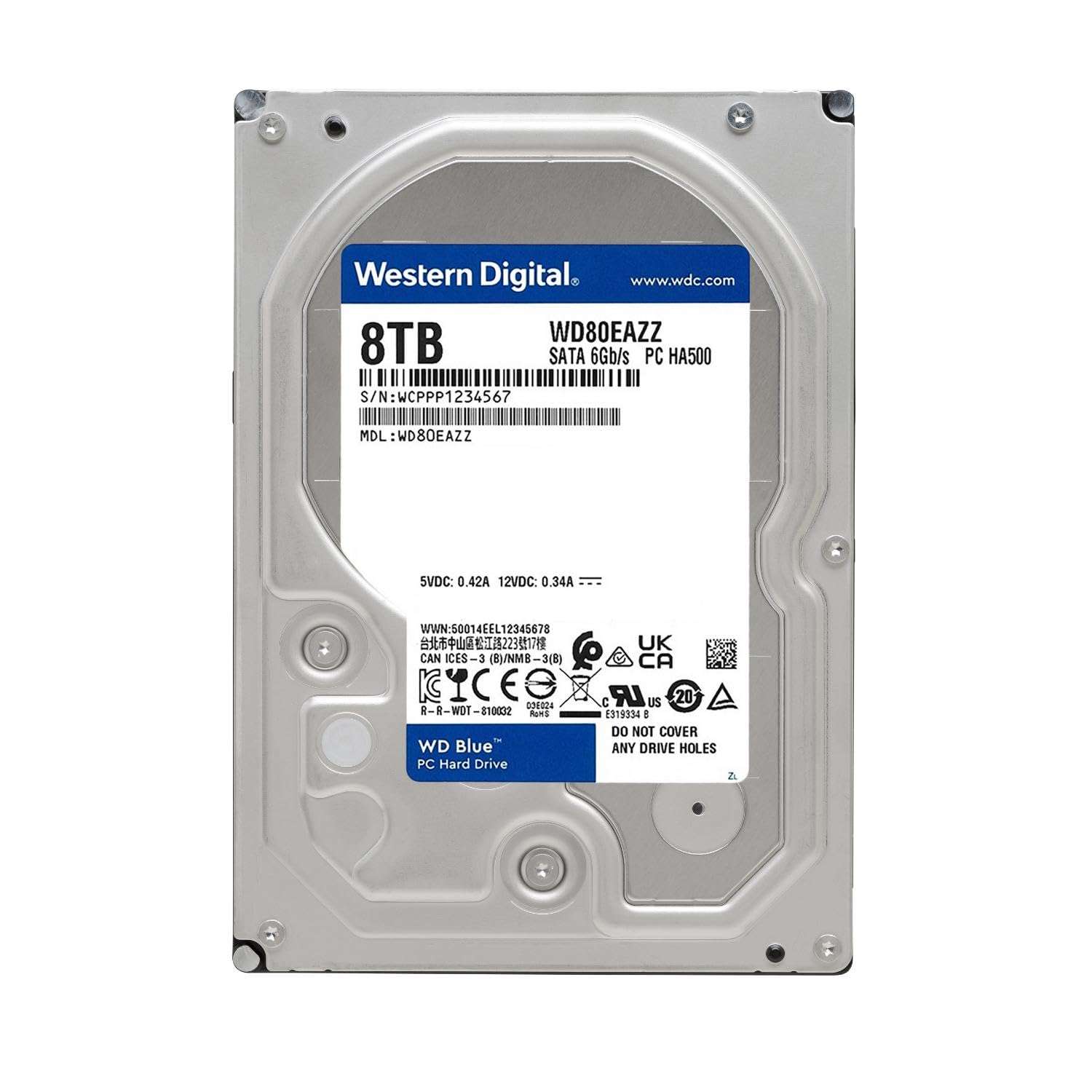 Western Digital 8TB WD Blue PC Internal Hard Drive HDD - 5640 RPM, SATA 6 Gb/s, 128 MB Cache, 3.5" - WD80EAZZ 2