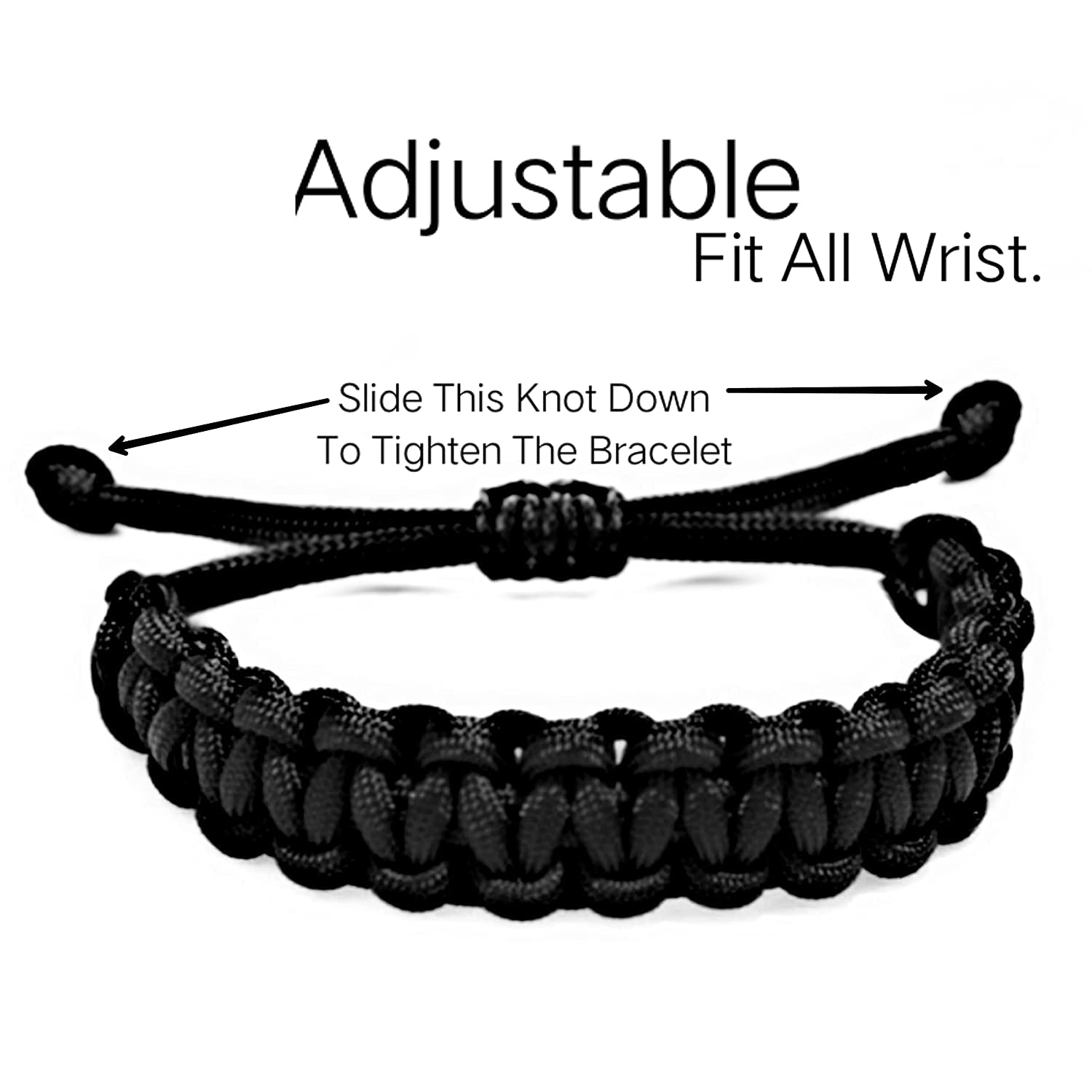 FashCore Black Handmade Wristband Cobra Braided Macramé Paracord Bracelet for Men Women. Pack of 1 3