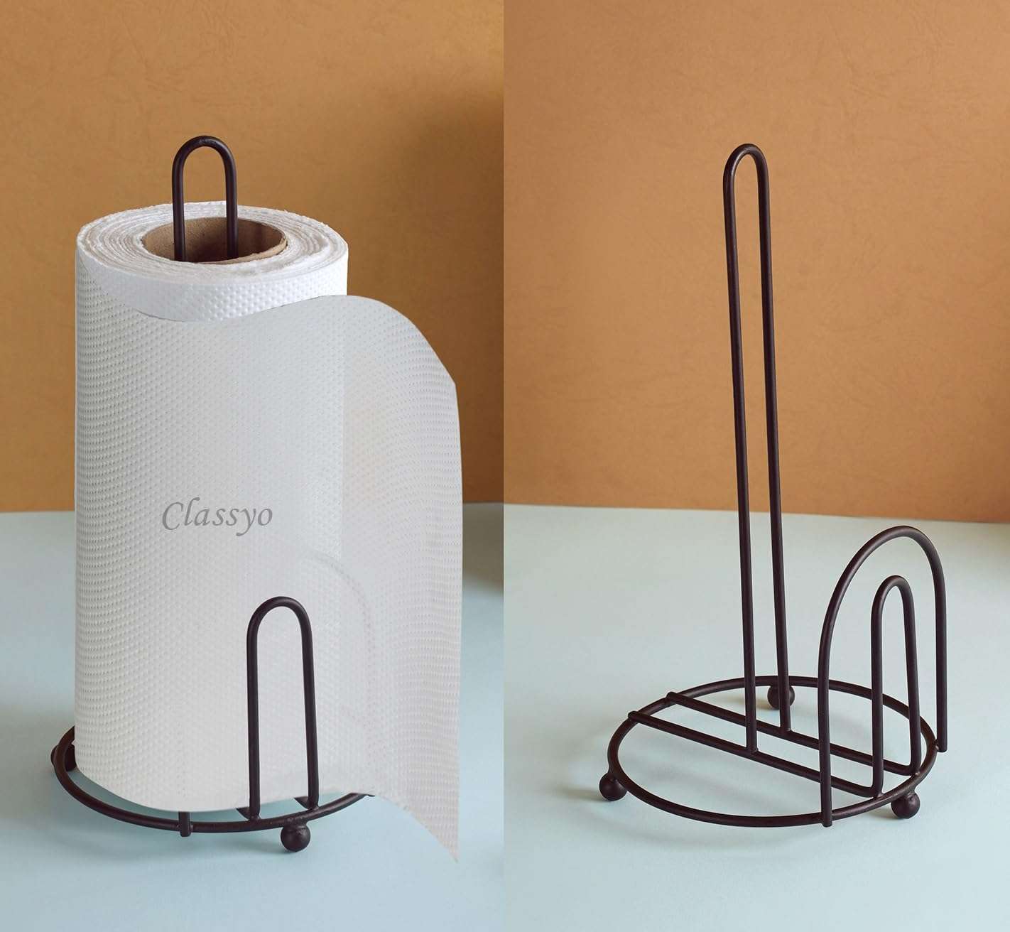 Classyo Metal Tissue Roll Holder for Kitchen, Tissue Paper Holder for Bathroom and Dining Table, Kitchen Roll Stand, Paper Towel Stand (10 inch) (Pack of 1, U Design) 1