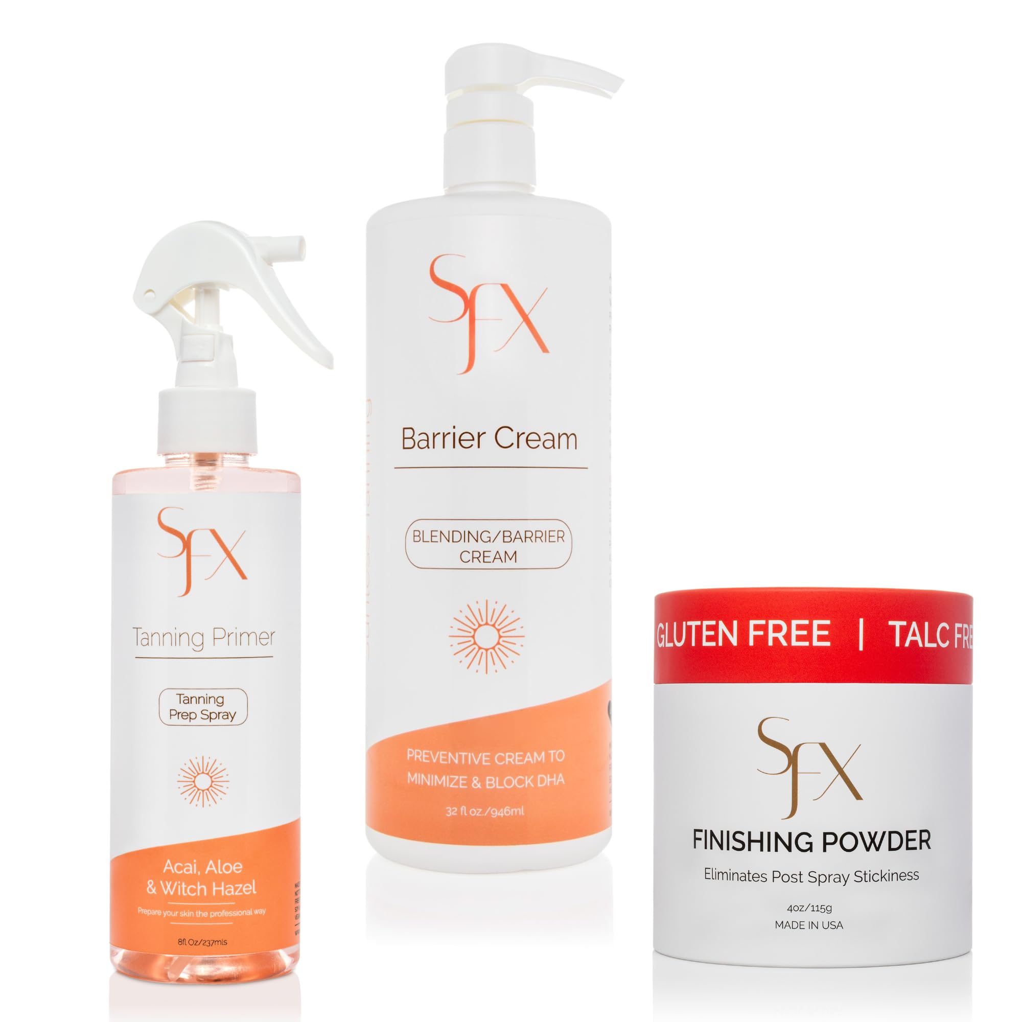 SunFX Post Spray Tan Finishing Powder | SunFX Professional Tanning Prep Spray | SunFX Blending Barrier Cream 1