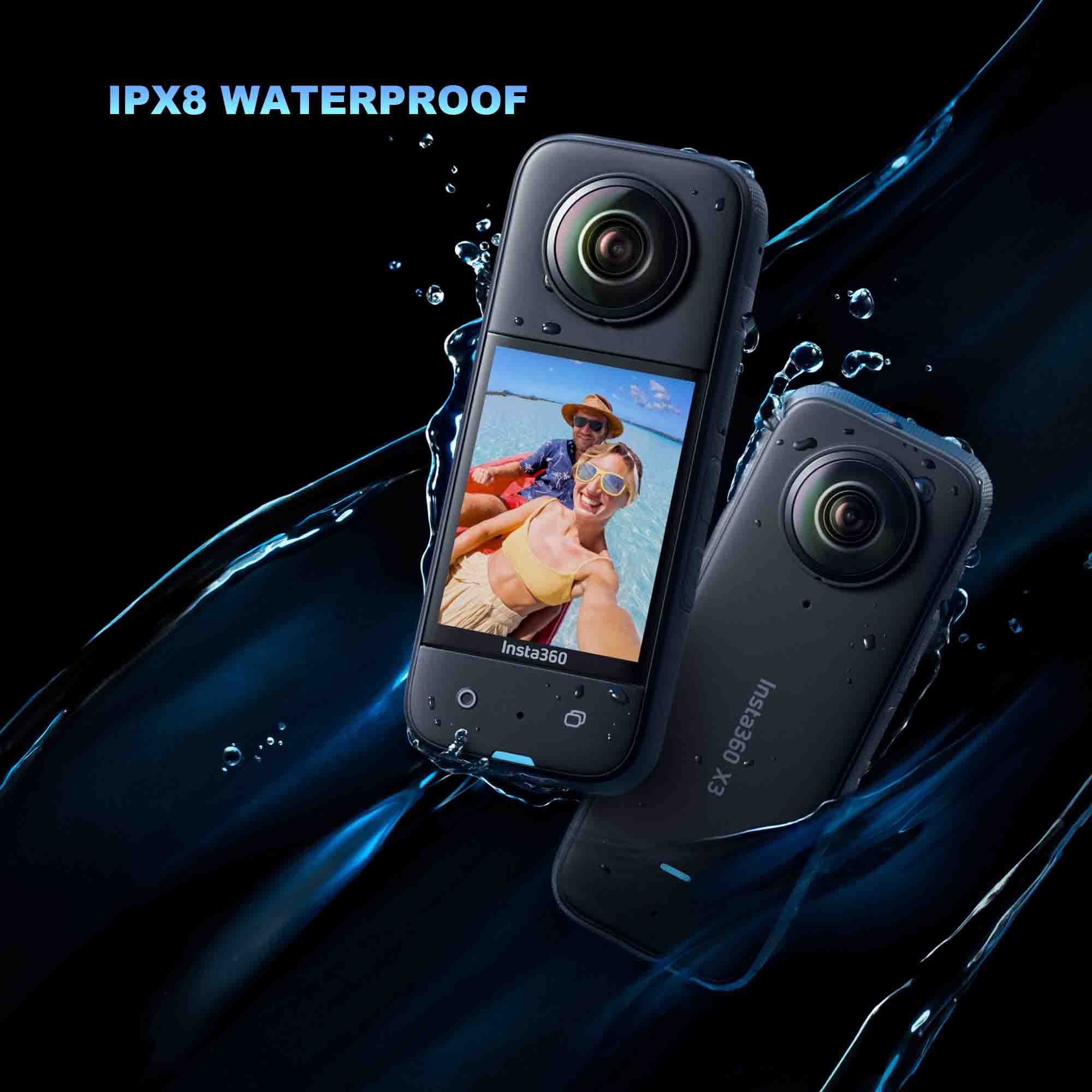 Insta360 X3 - Waterproof 360 Action Camera with 1/2" 48MP Sensors, 5.7K 360 HDR Video, 72MP 360 Photo, 4K Single-Lens, 60fps Me Mode, 2.29" Touchscreen, AI Editing |Bundle Includes 2-in-1&128GB 4