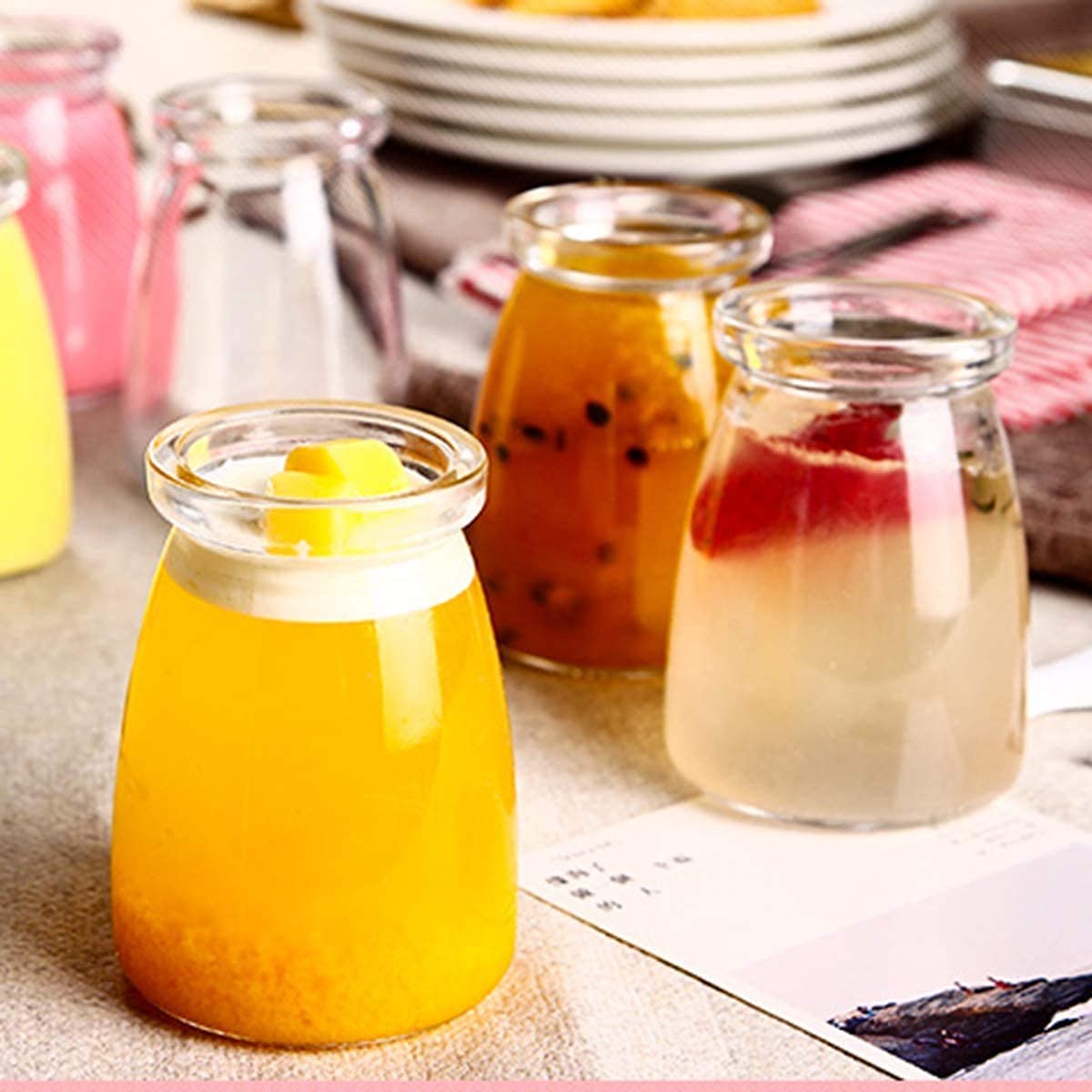 MoneySo Set of 4 Clear Glass Jar with Lid | Yogurt Glass Container with Lid | Replacement Glass Pudding Jars, Yogurt Jars (100ml) (Set of 4) 6