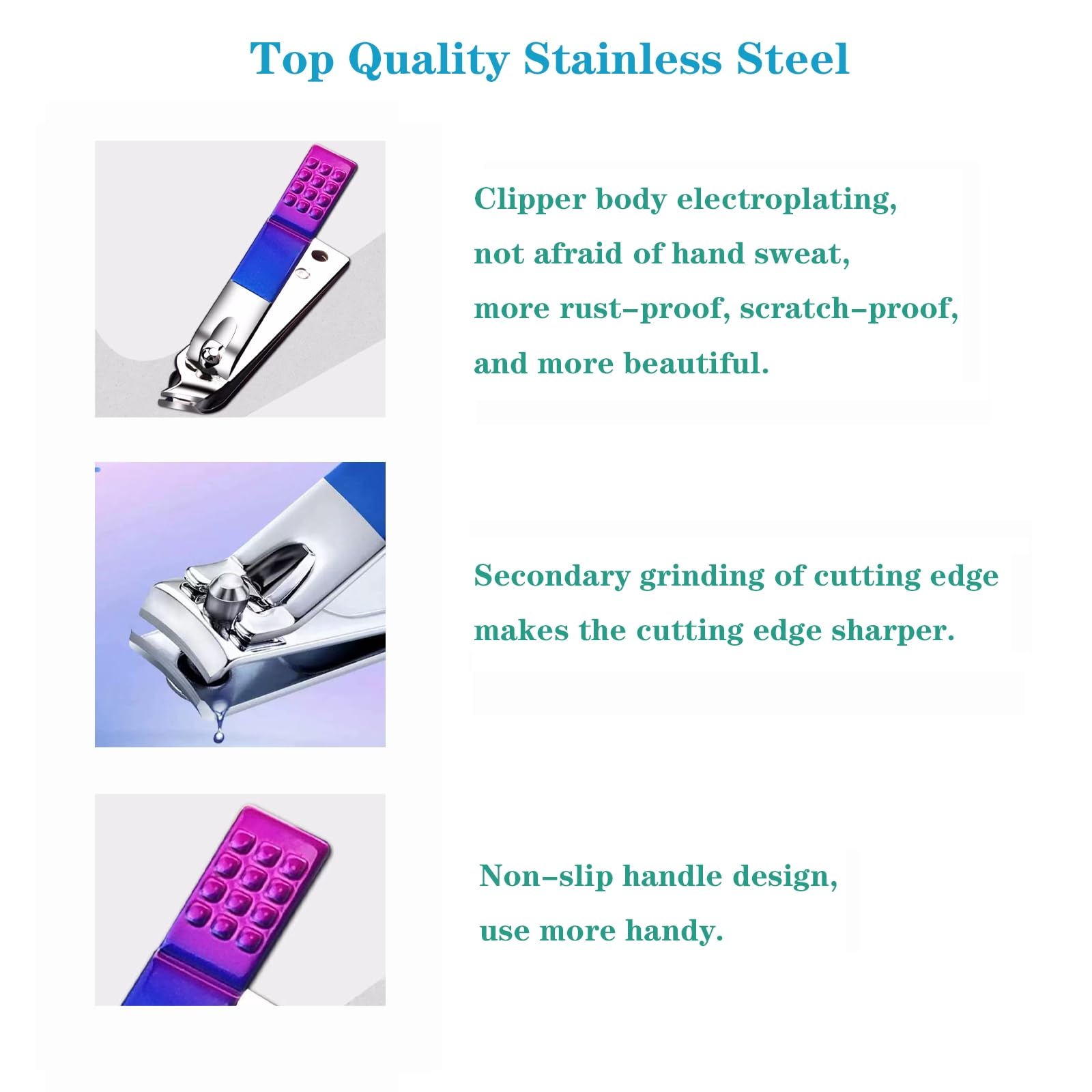 Tuefuzy 18 in 1 Stainless Steel Nail Manicure Set, Nail Care Kit, Manicure Kit, Womens Mens Grooming Kit, Professional Nail Clipper Set 3