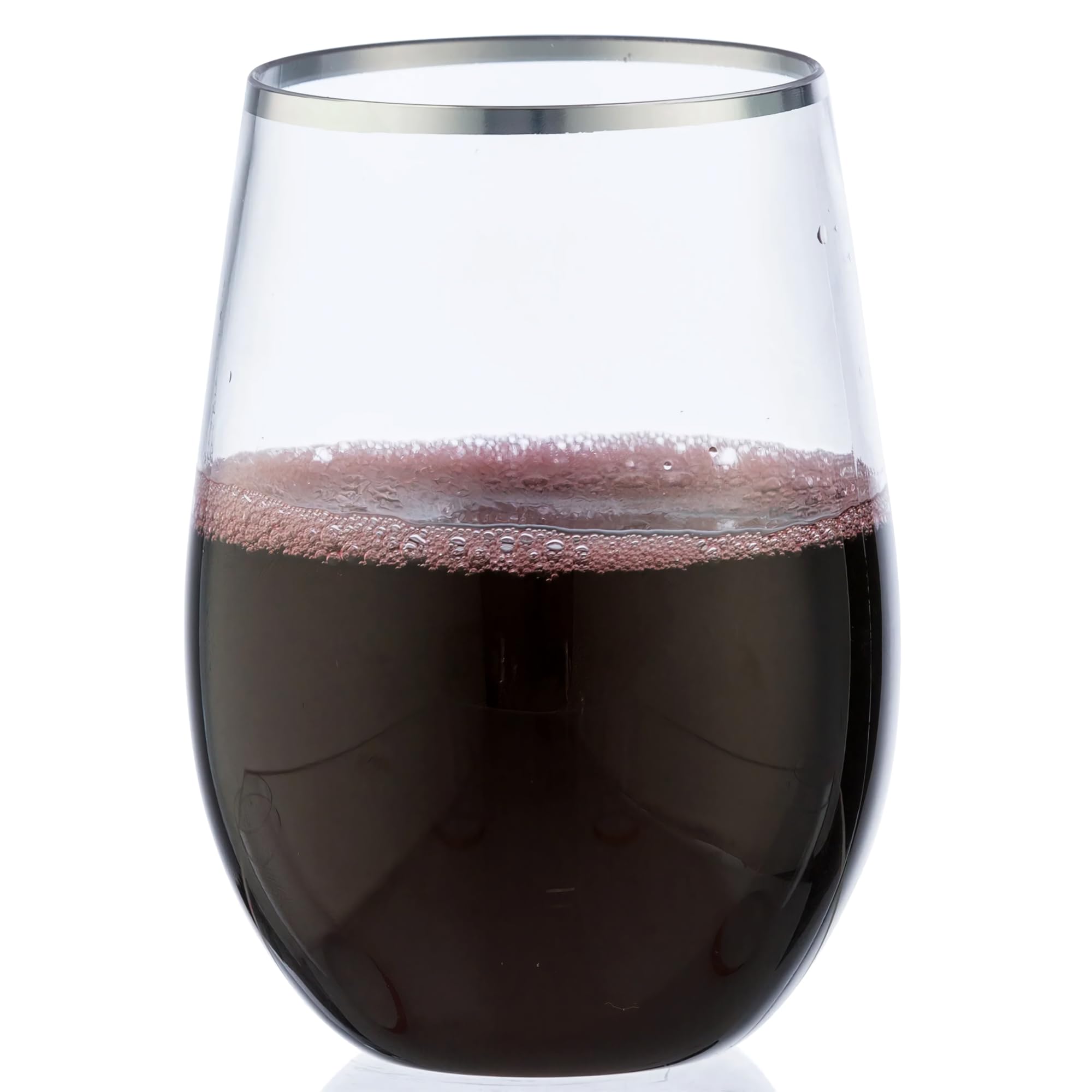 DecorLine Elegant Stemless Wine Goblets - 12 oz (Pack of 6) - Clear with Luxurious Silver Rim - Chic, Durable & Timeless Design - Perfect for Entertaining and Celebrations 6