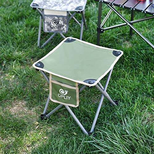 Opliy Camping Stool, Folding Samll Chair Portable Camp Stool for Camping Fishing Hiking Gardening and Beach, Camping Seat with Carry Bag (Green, L 13.5") 6