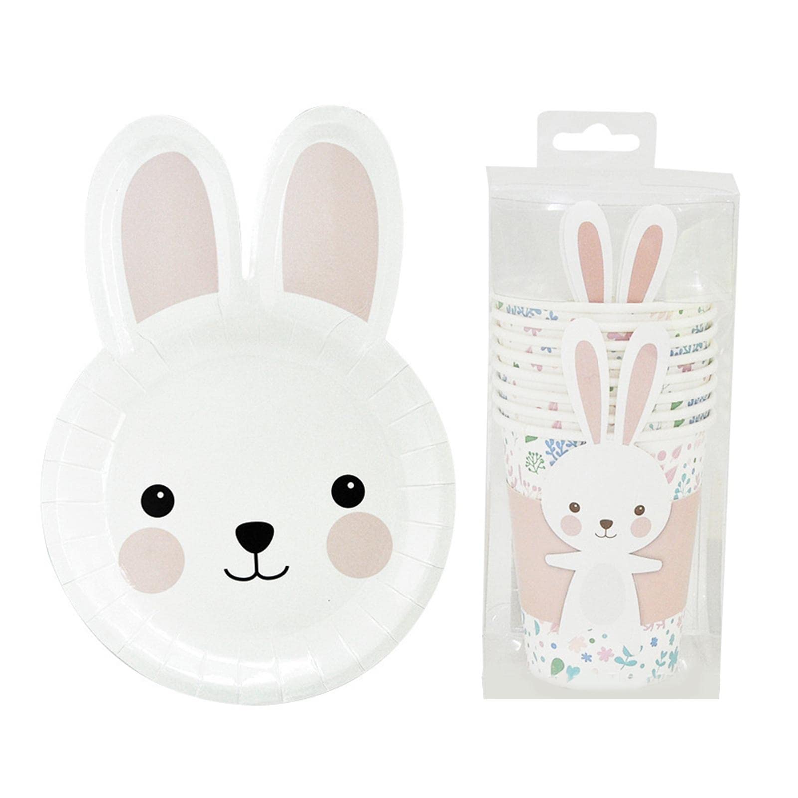 SDEPL Paper Party Tableware Set Easter Bunny Serveware for Graduation Decorations 3