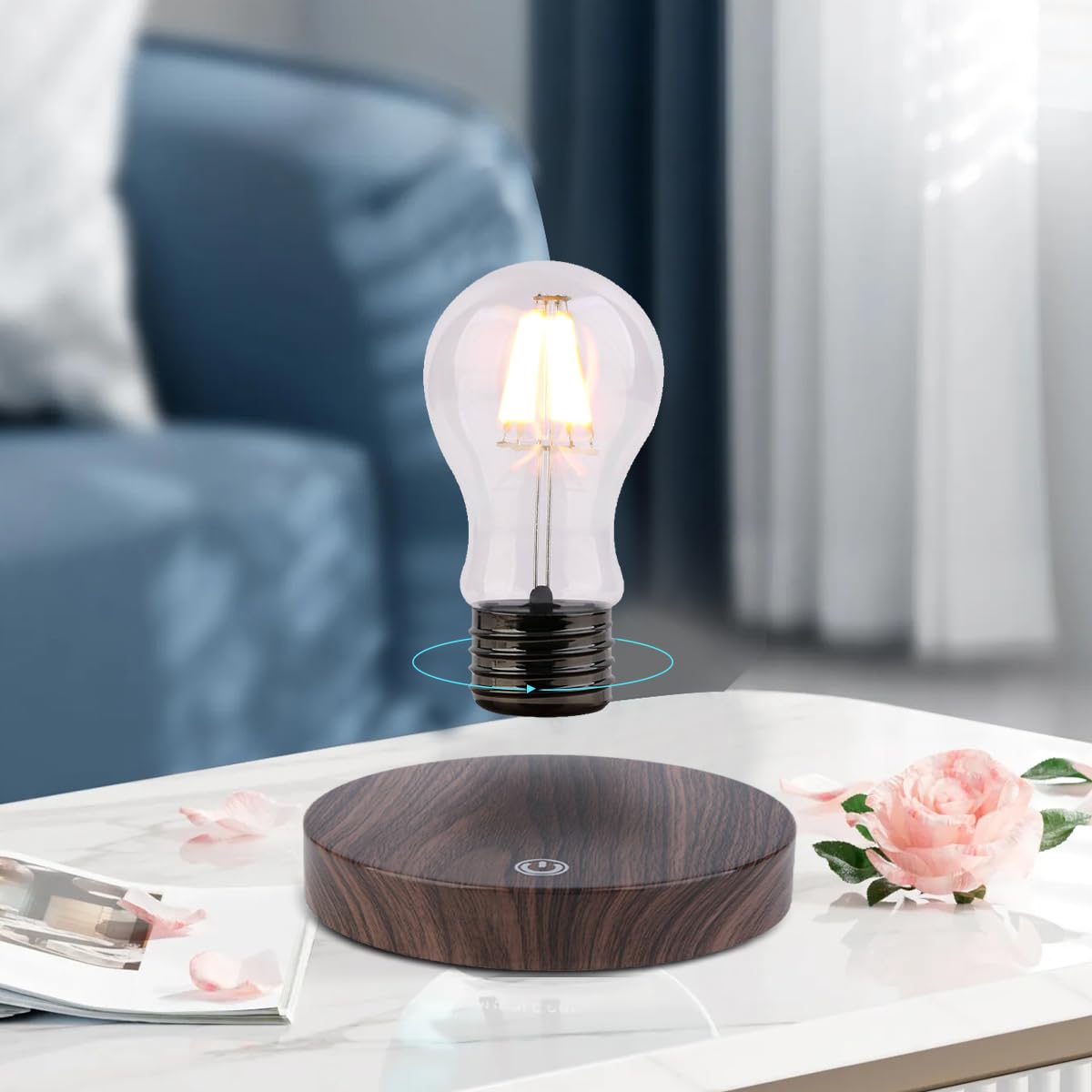 Floating and Levitating Bulb Light Lamp , Magnetic Levitation Wireless LED Bulb Light , Rotatable Night Light Levitates Freely for Room Table Office Desk Decor , Father Day's Gift for Boy Husband 6