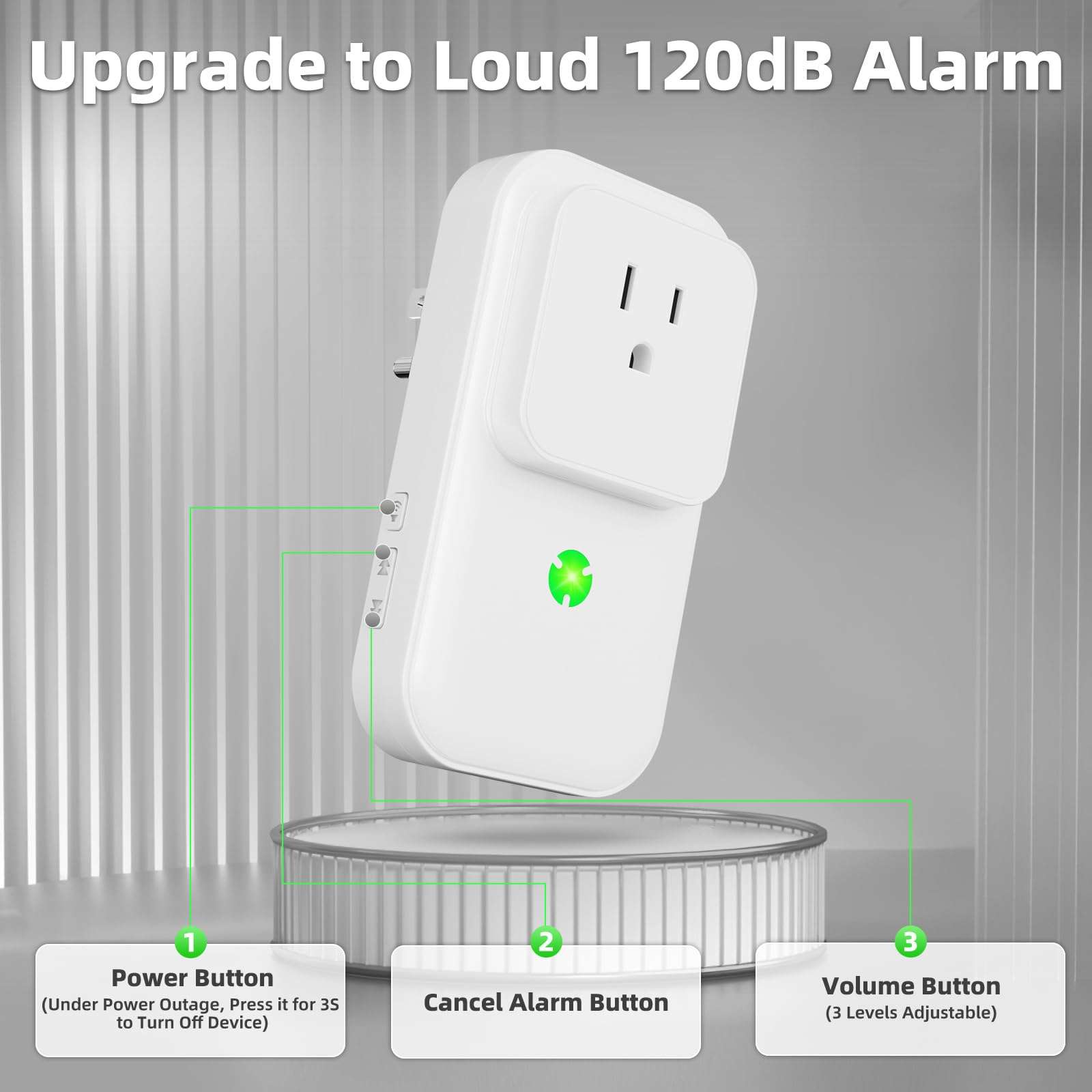 Power Failure Alarm White with 2 Sockets WiFi Power Failure Alarm Black 5