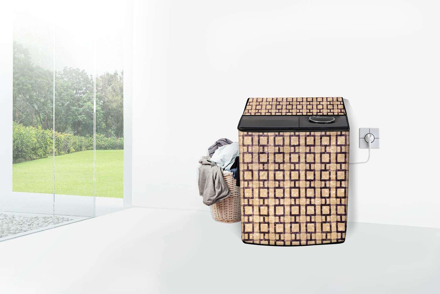 Stylista Washing Machine Cover Compatible for Whirlpool 10.5 kg semi Automatic ACE 10.5 XL Printed 3