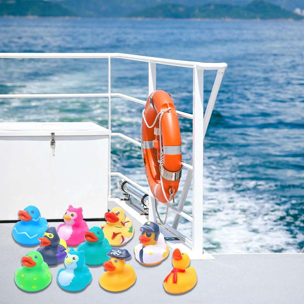 30 Pack Bulk Rubber Ducks for Car Ducking & Bath Toys – Assorted Colors for Kids, Baby Showers, Pool Parties, and Summer Fun 6