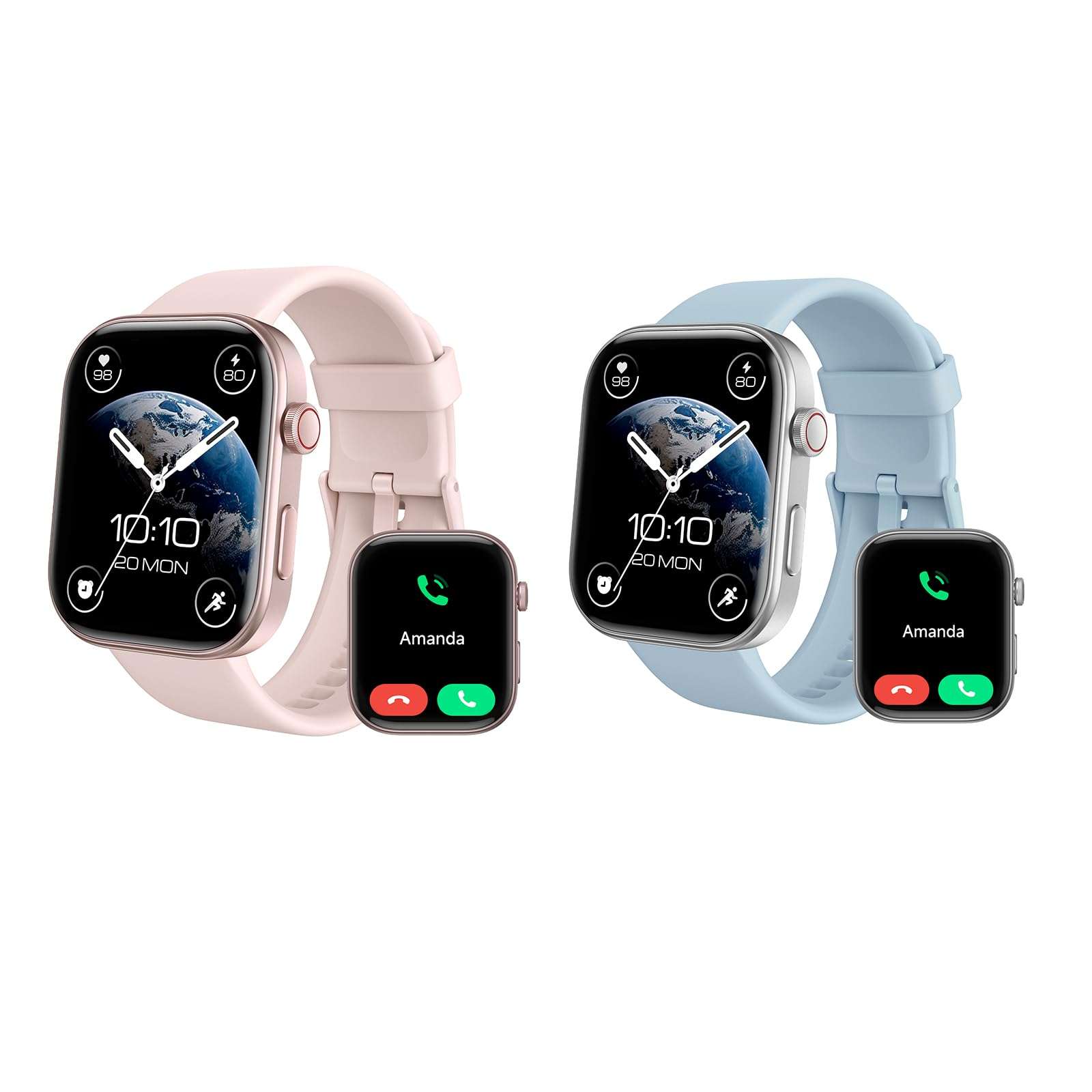 Fitpolo Smart Watches for Women Android & iPhone - GTX12 Series (Pink+Light Blue) 1