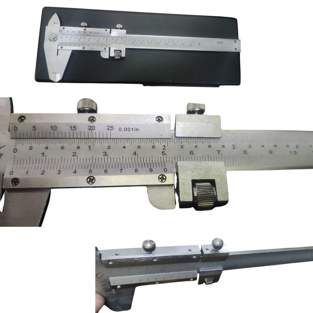 vernier calipers 0-6 in/0-150 mm Stainless Steel Plain/Manual– Precision Caliper Measuring Tool with Dual Screw Locking & Gauge Scale Designed for engineering, machining, woodworking. 6