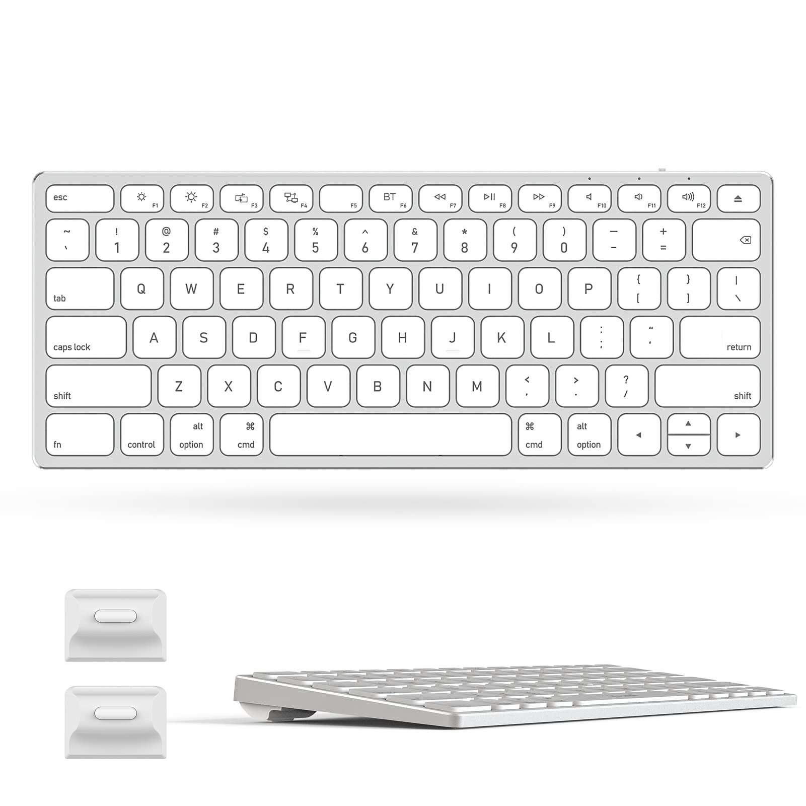 Wireless Keyboard for Apple Mac OS/iOS, Chic and Sleek All-Aluminum Housing, 78 Keys Compact Bluetooth Keyboard Rechargeable Compatible with iMac/Mac Mini/MacBook/iPad 1
