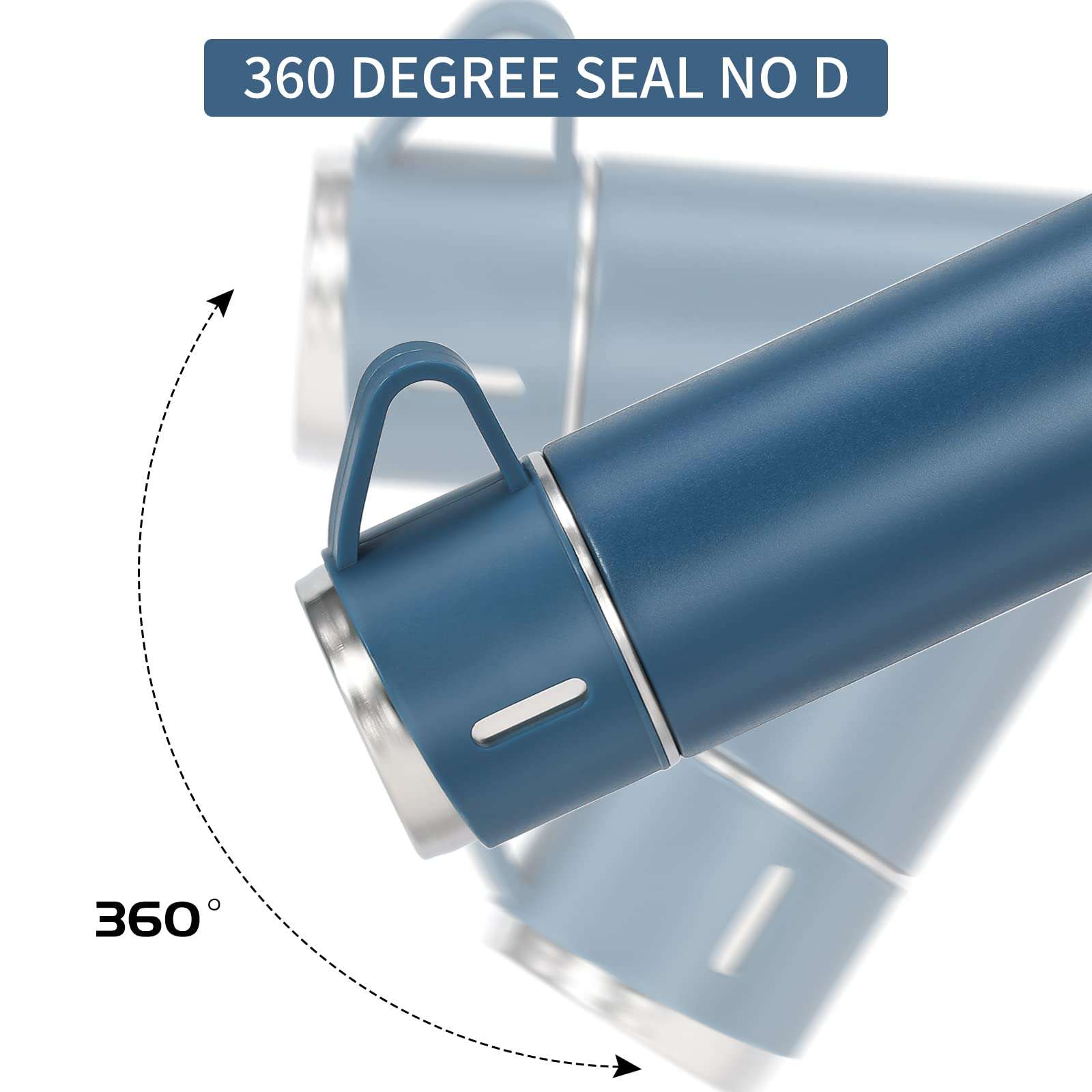 MUCR 500ml/17 OZ Stainless Steel Coffee Thermo Vacuum Flask Set, Insulated Water Bottle with Three Cup for Hot and Cold Drinks, Blue 6