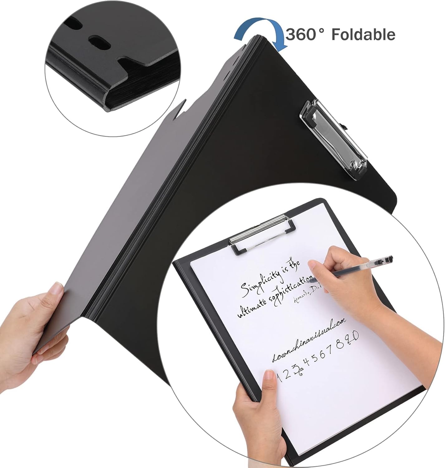 A4 Foldover Clipboard Foldable Clipboards File Folder Flip Writing Pad Lightweight PVC Clip Boards Document Organizer for Business Office School Hospital Nurses Students 4