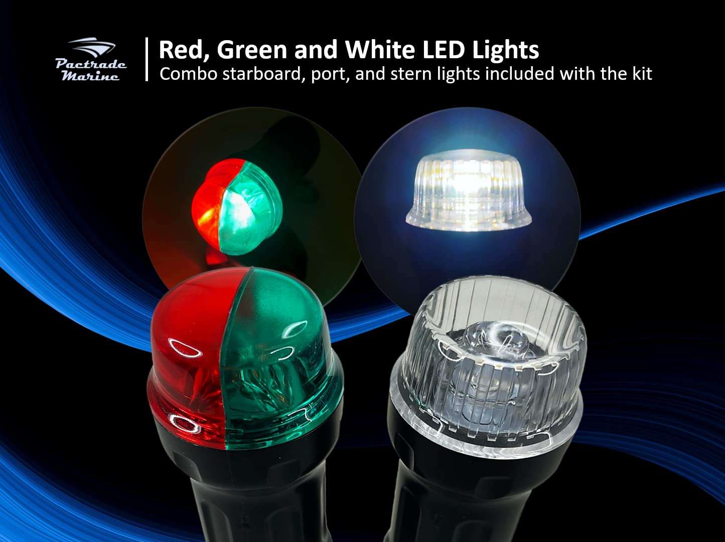 Pactrade Marine Combo Light and All-Round Light 1 * 0.5W LED*2/1NM Visibility 3*AAA Batteries Operated (NOT Included) IP67 Anodized Aluminum Tube (30.6"-53", Quick Release Base Mount) 5