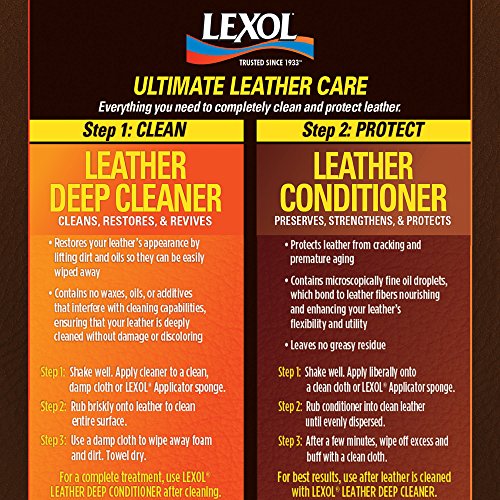 Lexol Leather Cleaner and Conditioner and Sponge Kit, For Use on Leather Apparel, Furniture, Auto Interiors, Shoes, Handbags and Accessories 2