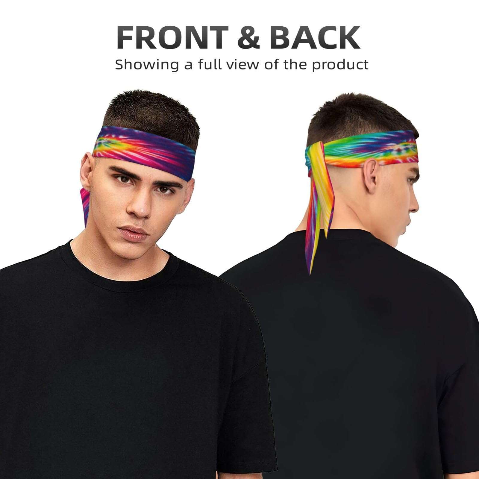 Btdsannb Sports Head Tie Hair Band Sweatband Rainbow Tie Dye Flex Tie Headband Unisex Wicking Head Tie for Running, Basketball, Workout, Soccer, Paintball, Exercise, Volleyball, 2.36 x 41 inch 4