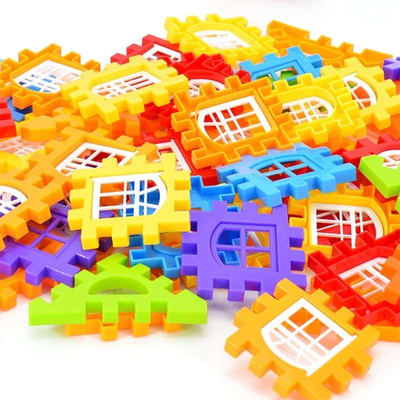 Leaffybezz Toys Kids Building Block Set,Education Blocks for Kids,Play Fun and Learning Blocks for Kids Games for Children (Multi-Color) (Approx 72 Piece) (House Building Block) 6