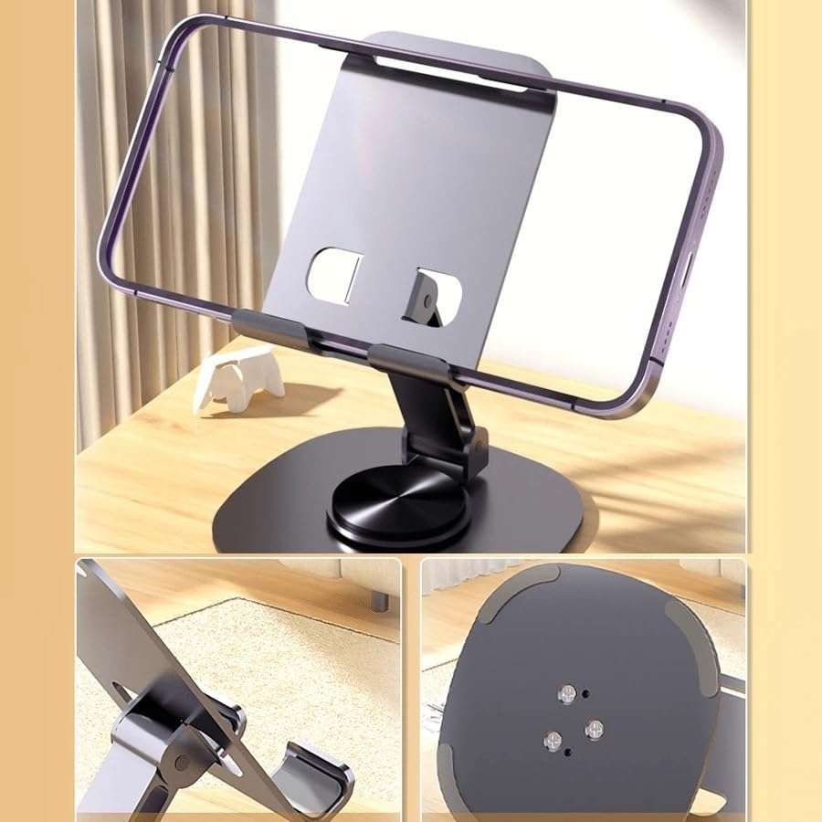 CozyCrest Mobile Holding Tabletop Stand, 360 Perfect View, Portable,Foldable Univarsal Mobile Stand Desktop Metal Body. 6