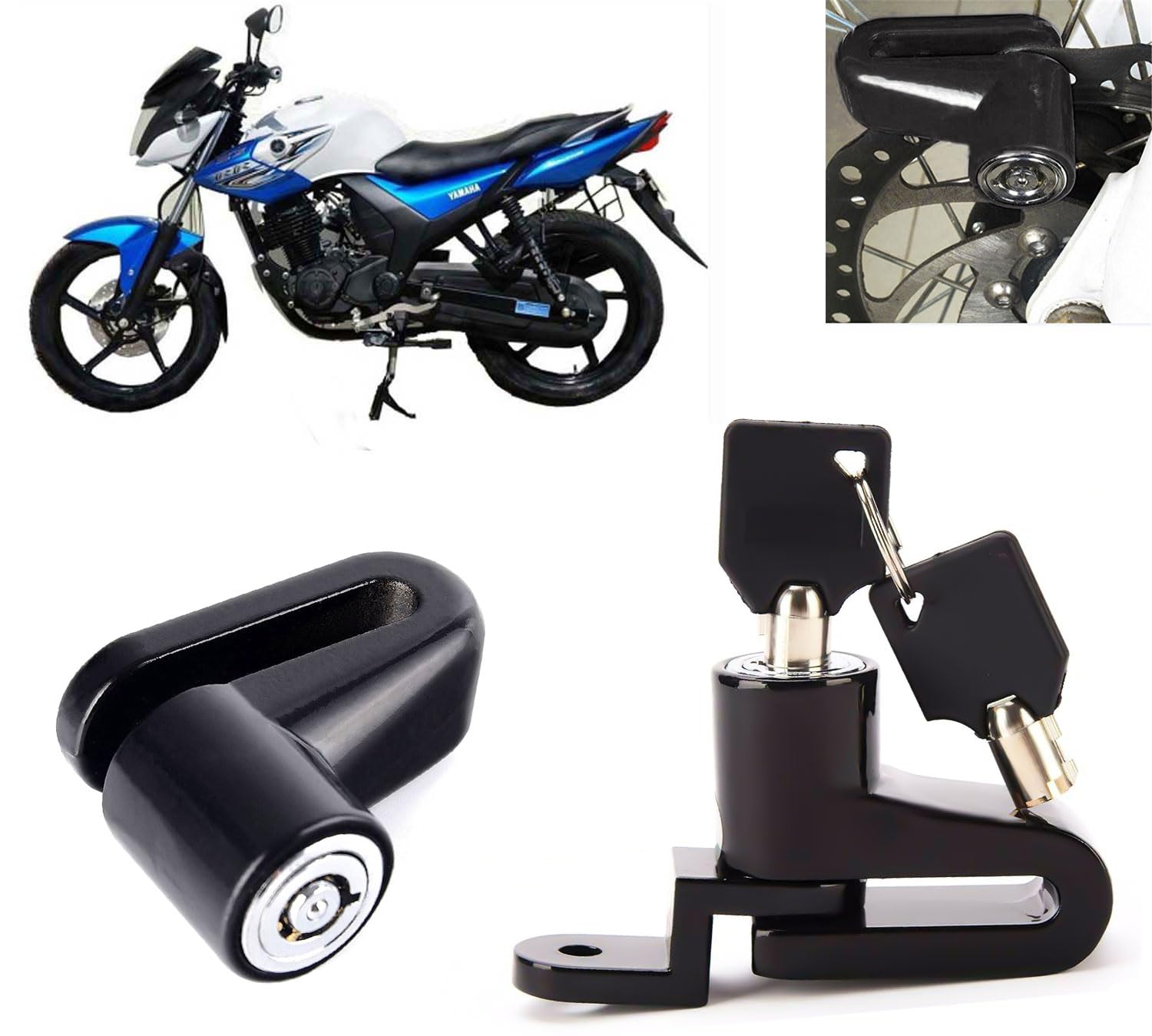 AUTO PEARL Heavy Duty Disc Brake Lock Anti Theft Stainless Steel 7mm Pin Brake Wheel Locking Security Lock Compatible with SZ RR V (Black) 1