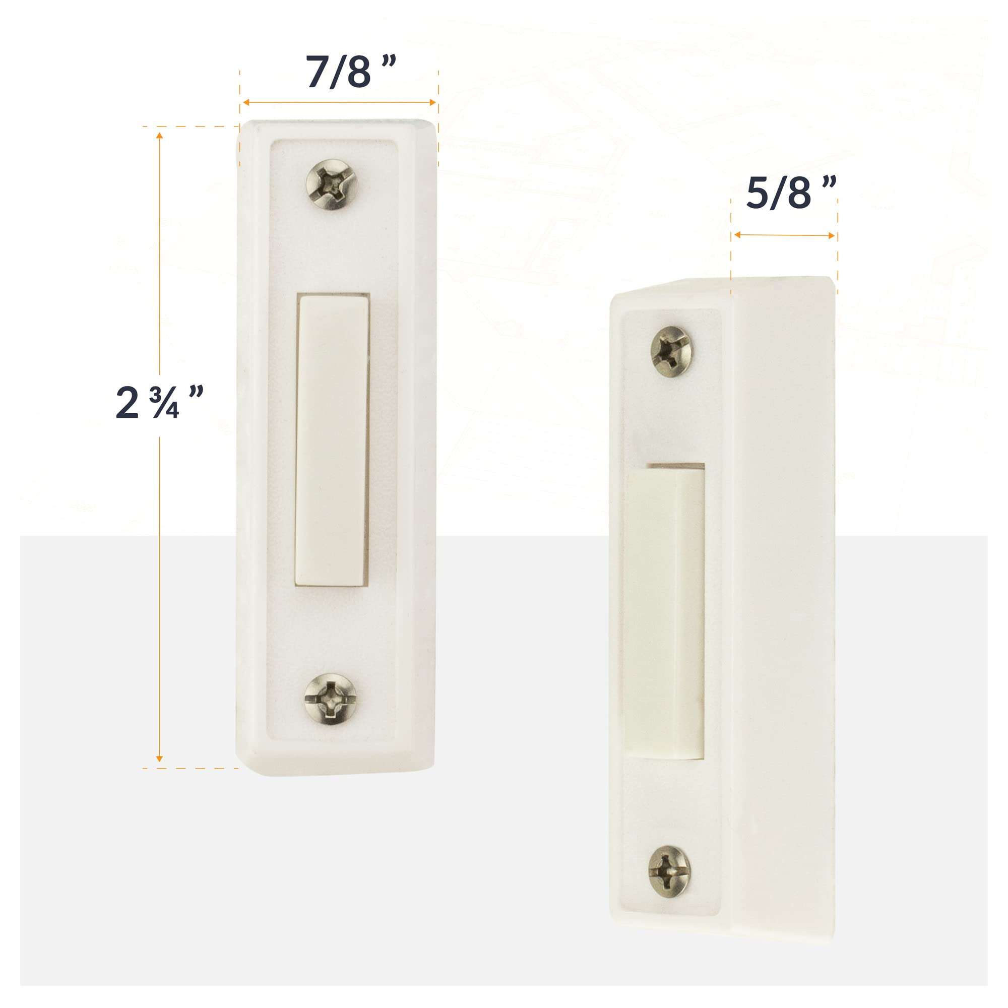 Newhouse Hardware BT1W Unlighted Doorbell Button, 1-Pack, White 3