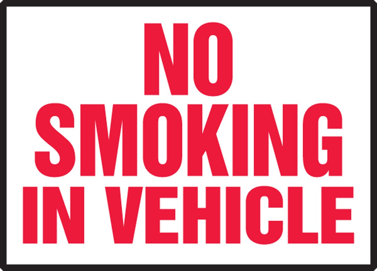 Accuform Signs LSMK551VSP Safety Label, Legend "NO Smoking in Vehicle", 3.5" Length x 5" Width x 0.004" Thickness, Adhesive Vinyl, Red on White (Pack of 5)