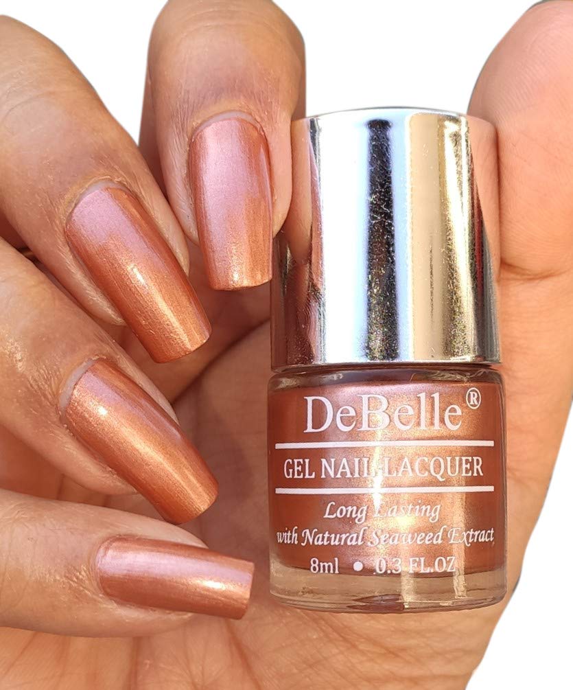 DeBelle Gel Nail Polish - Roseate Gold (Metallic Rose Gold), 8 ml Enriched with natural Seaweed Extract, cruelty Free, Toxic Free 1