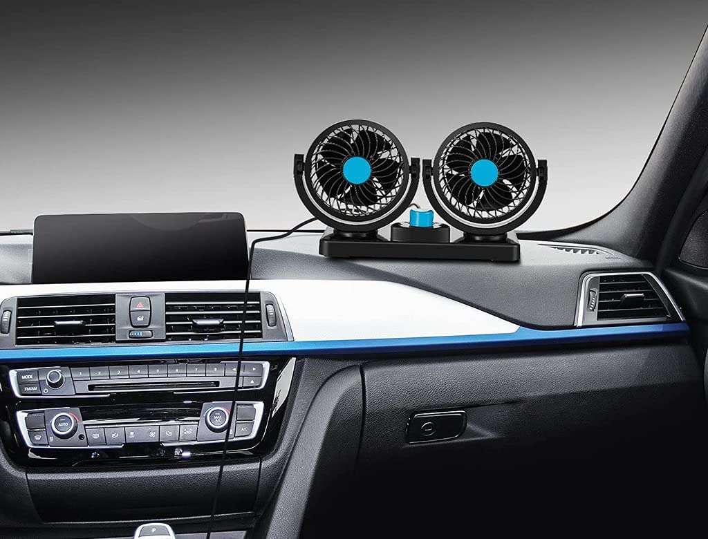 Selifaur - Mitchell 12V DC Electric Car Fan for Dashboad 360 Degree Rotatable Dual Head Car Auto Cooling Air Fan for - Lexus GX 4