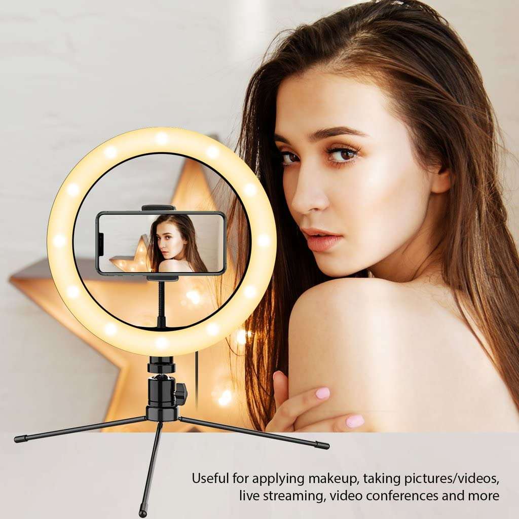 Bright Selfie Ring Tri-Color Light Compatible with Your Micromax EG111 10 Inch with Remote for Live Stream/Makeup/YouTube/TikTok/Video/Filming (Dimmable/Adjustable) 2