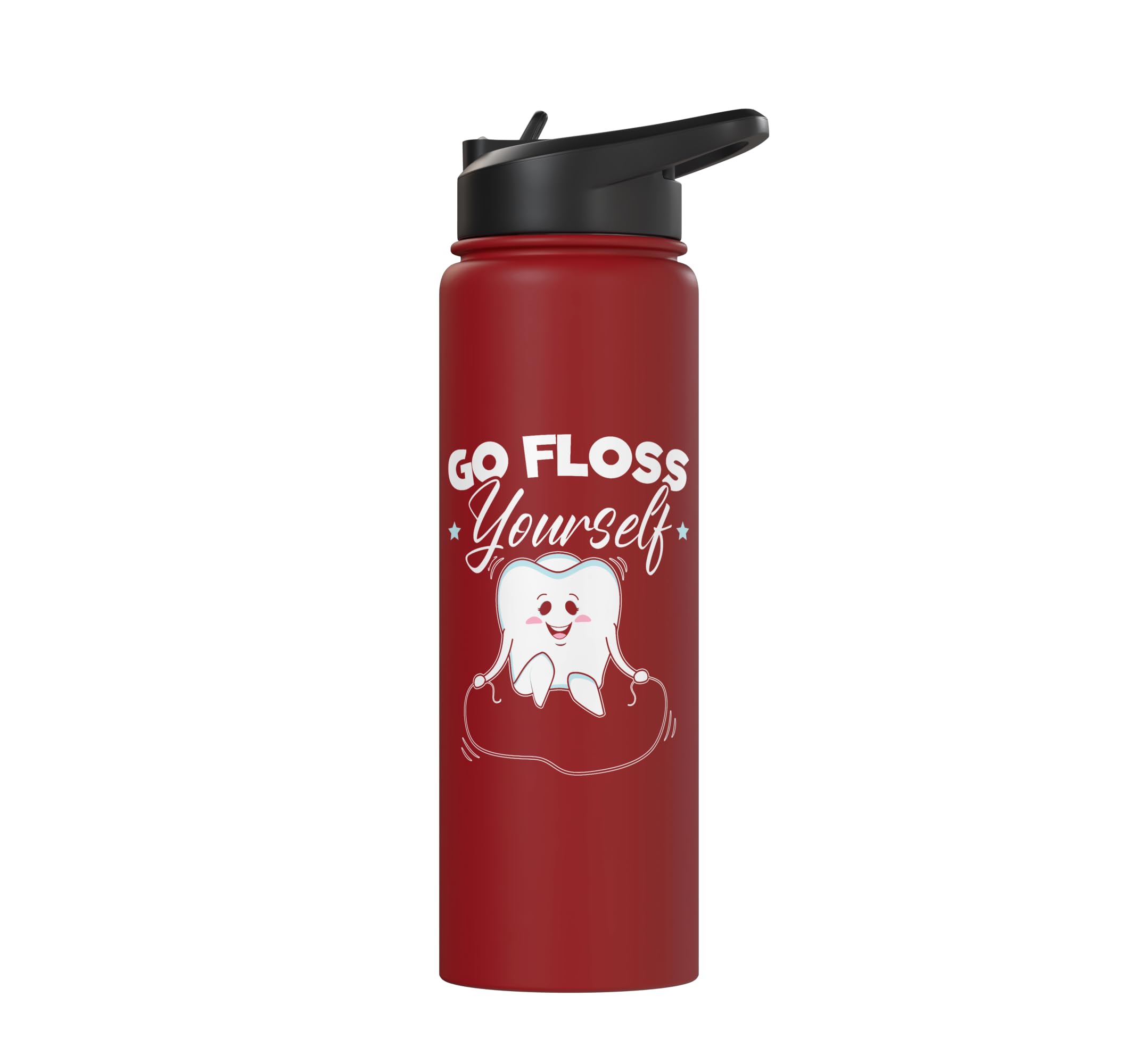 Go Floss Yourself Dentist Dentistry Dental Surgeon Hygienist Stainless Steel Insulated Water Bottle 4