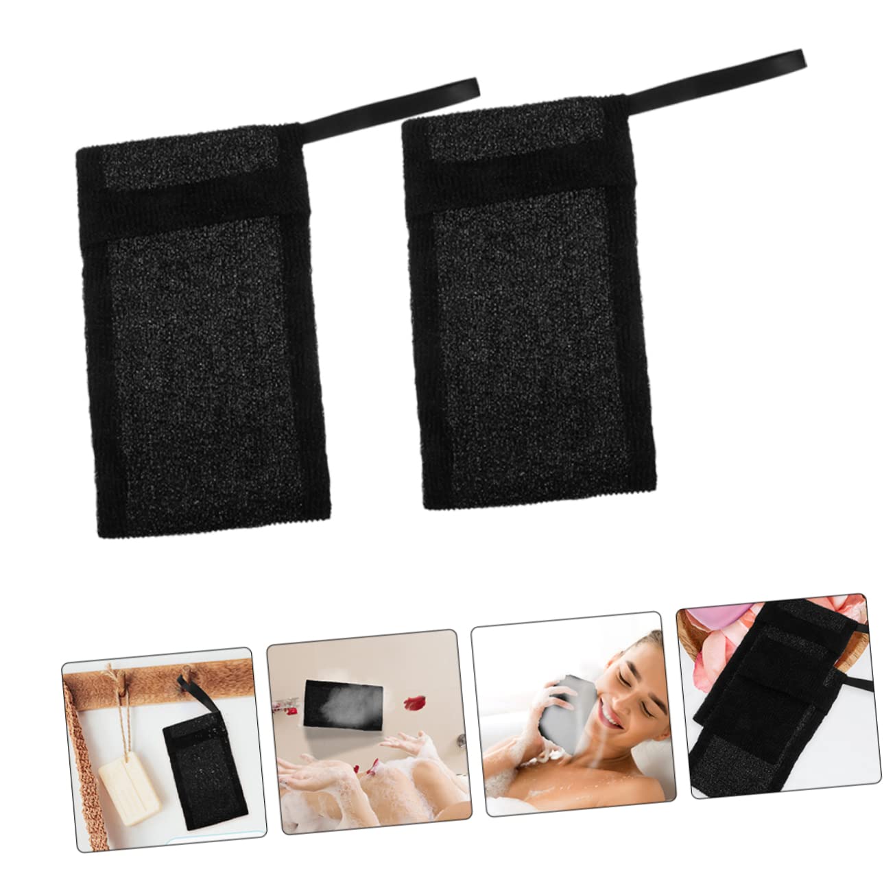 FRCOLOR 20 Pcs Soap Foaming Mesh Bag Drawstring Soap Pouch Dish Soap Dispenser Self Draining Shower Bar Soap Foaming Net Travel Soap Container Exfoliating Soap Net Sponge Nylon Fiber Black 5