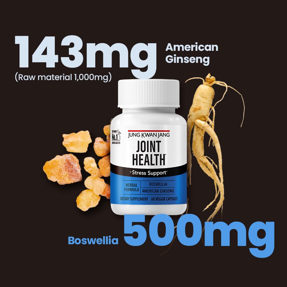 JungKwanJang Joint Health with Boswellia(500mg) and American Ginseng (143mg) for Mobility and Joint Support, 60 Capsules for Men and Women 5