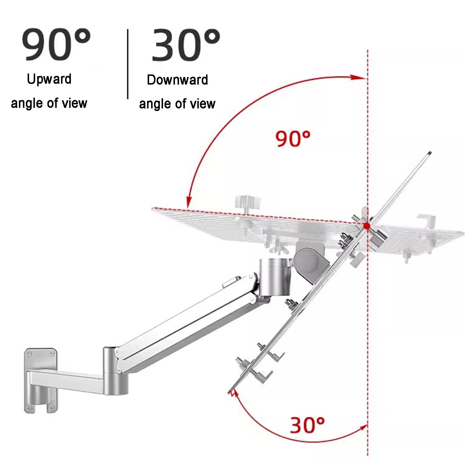 COYEUX Laptop Wall Mount, Adjustable Height and Angle, with Aluminum Alloy Tray, Holds 6kg, for Office, Workstation 6