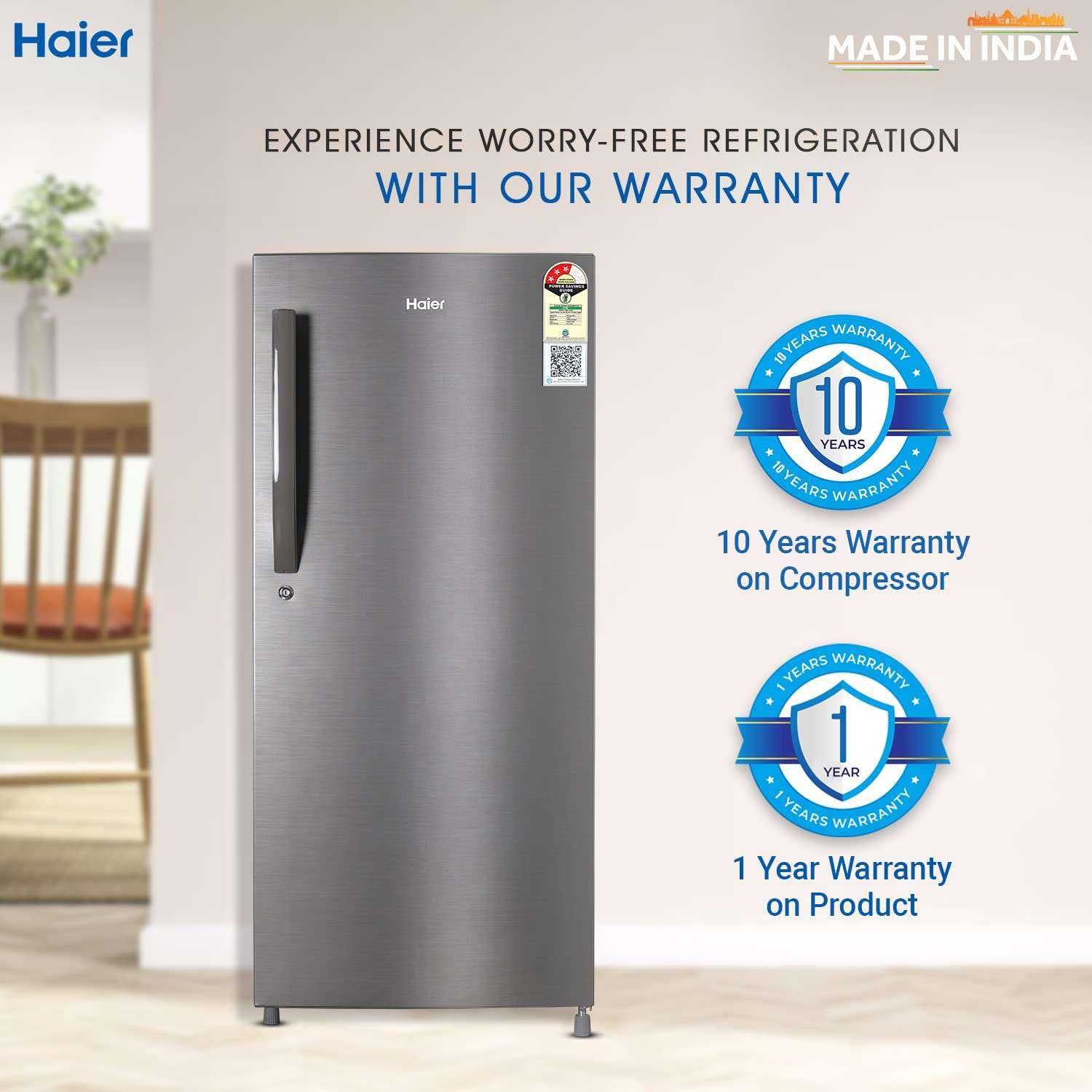 Haier 190L 3 Star Direct Cool Single Door Refrigerator (HED-203DS-P, Dazzle Steel) 4