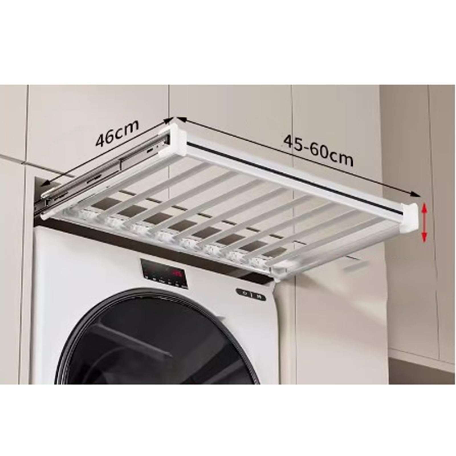 Washing Machine Trouser Rack - Invisible Clothes Drying Rack, Built-in Wardrobe Pull-Out Basket, Drawer-Type Balcony Trouser Drawer Slide Rail Storage Artifact 3
