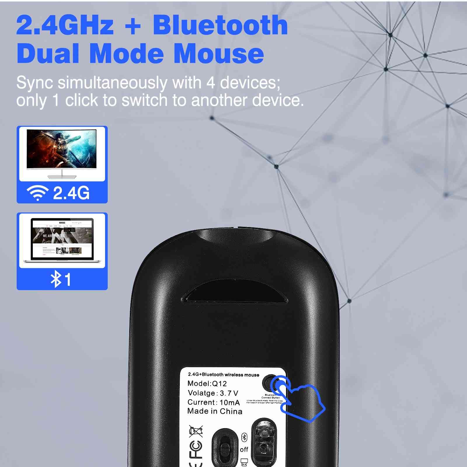 UrbanX Compact Rechargeable Wireless Multi-Device Bluetooth Keyboard and Mouse Combo with Bracket for HP ProBook 455 G8 Laptop Supports Windows, macOS, Android, PC, Mac, Laptop, Smartphone, Tablet 4